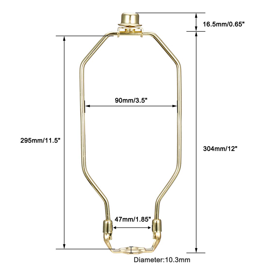 uxcell 12 Inch Polished Brass Lamp Harp Finial Holder Set - 2Pcs for Table & Floor Lamps - Perfect for Living Room, Bedroom, and Office Lighting Decor