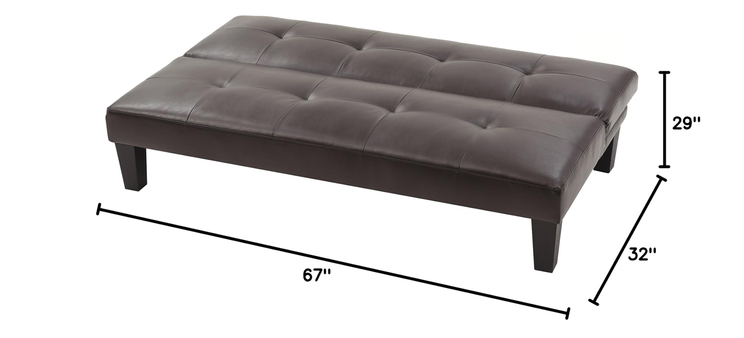 Glory Furniture Alan Faux Leather Sleeper Sofa Bed in Cappuccino Brown - Convertible Couch for Small Spaces, Living Room & Guest Room