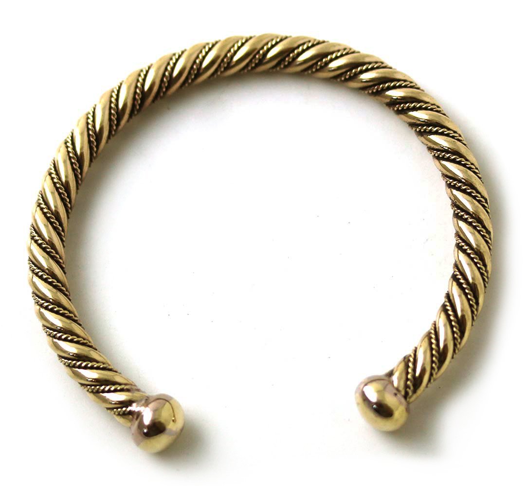 Viking Spiral Twisted Cable Bangle Cuff Bracelet - Norse Bronze Arm Ring Jewelry for Women - Perfect for Medieval Reenactments, Viking Cosplay & Boho Fashion Accessories