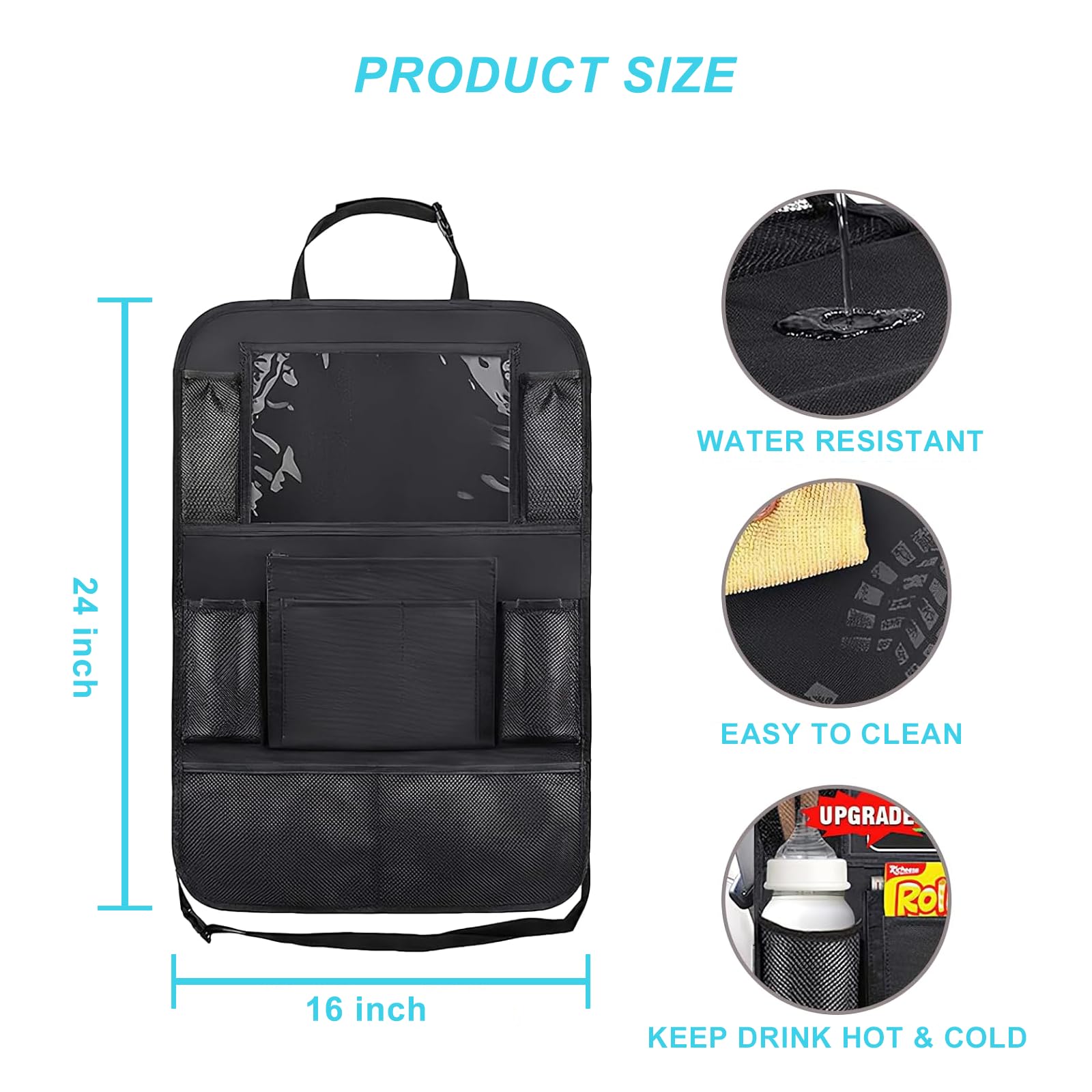 Matenf Car Seat Organizer with 9 Storage Pockets & 10