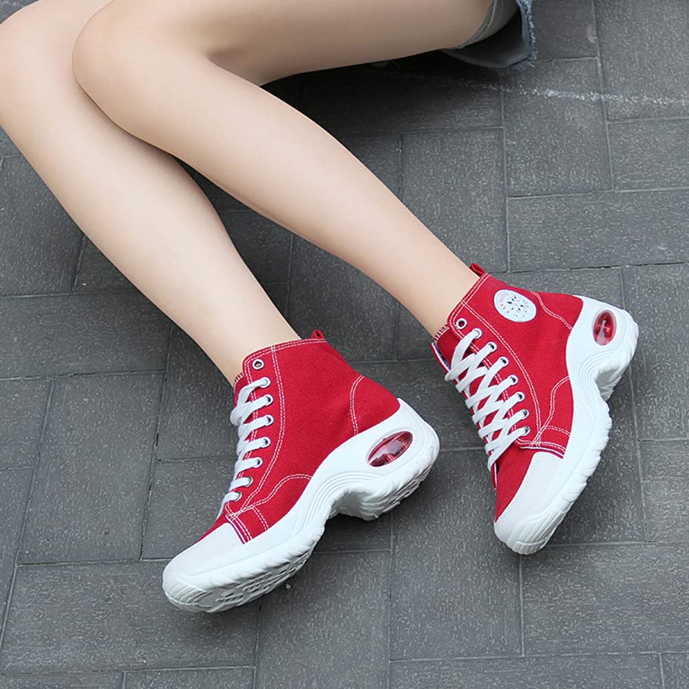 MAUGELY Women's High Top Sneakers - Fashion Canvas Shoes with Heightened Sole for Casual & Sports Wear | Perfect for Running, Gym, and Everyday Outfits