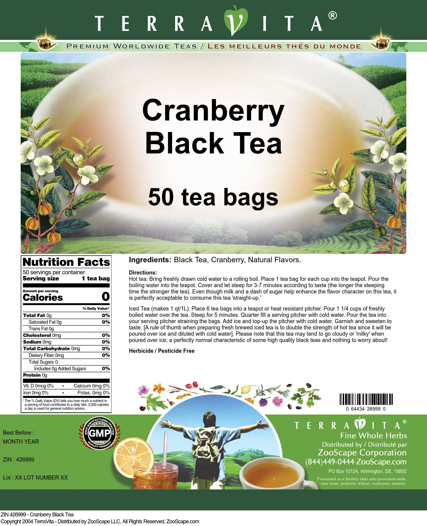 Premium Cranberry Black Tea - 50 Tea Bags | Antioxidant Rich, Natural Flavor | Perfect for Morning Boost, Afternoon Relaxation & Immune Support