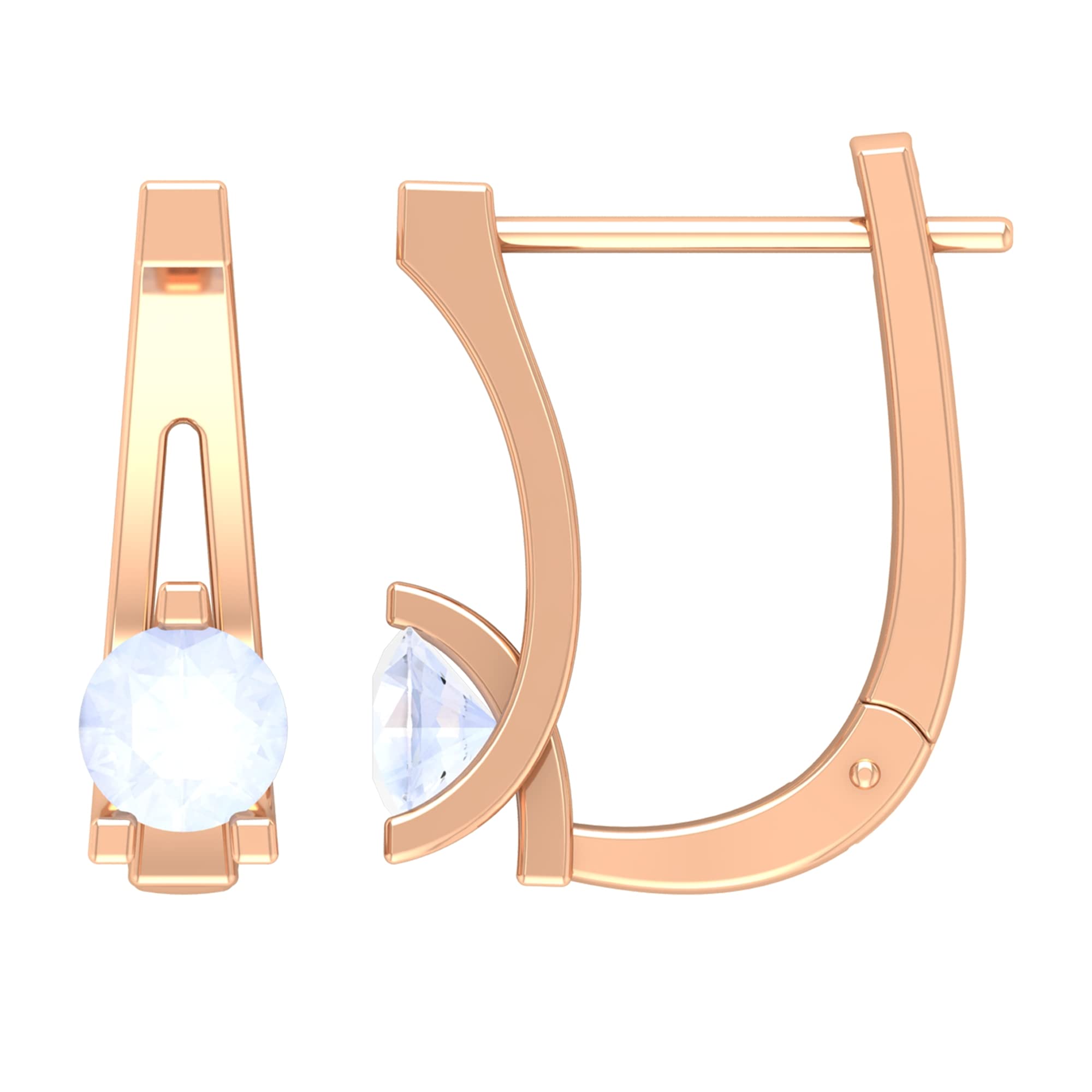 0.75 CT Moonstone Solitaire Hoop Earrings for Women - 14K Solid Gold Lever Back June Birthstone Jewelry - Perfect for Weddings, Anniversaries & Everyday Elegance