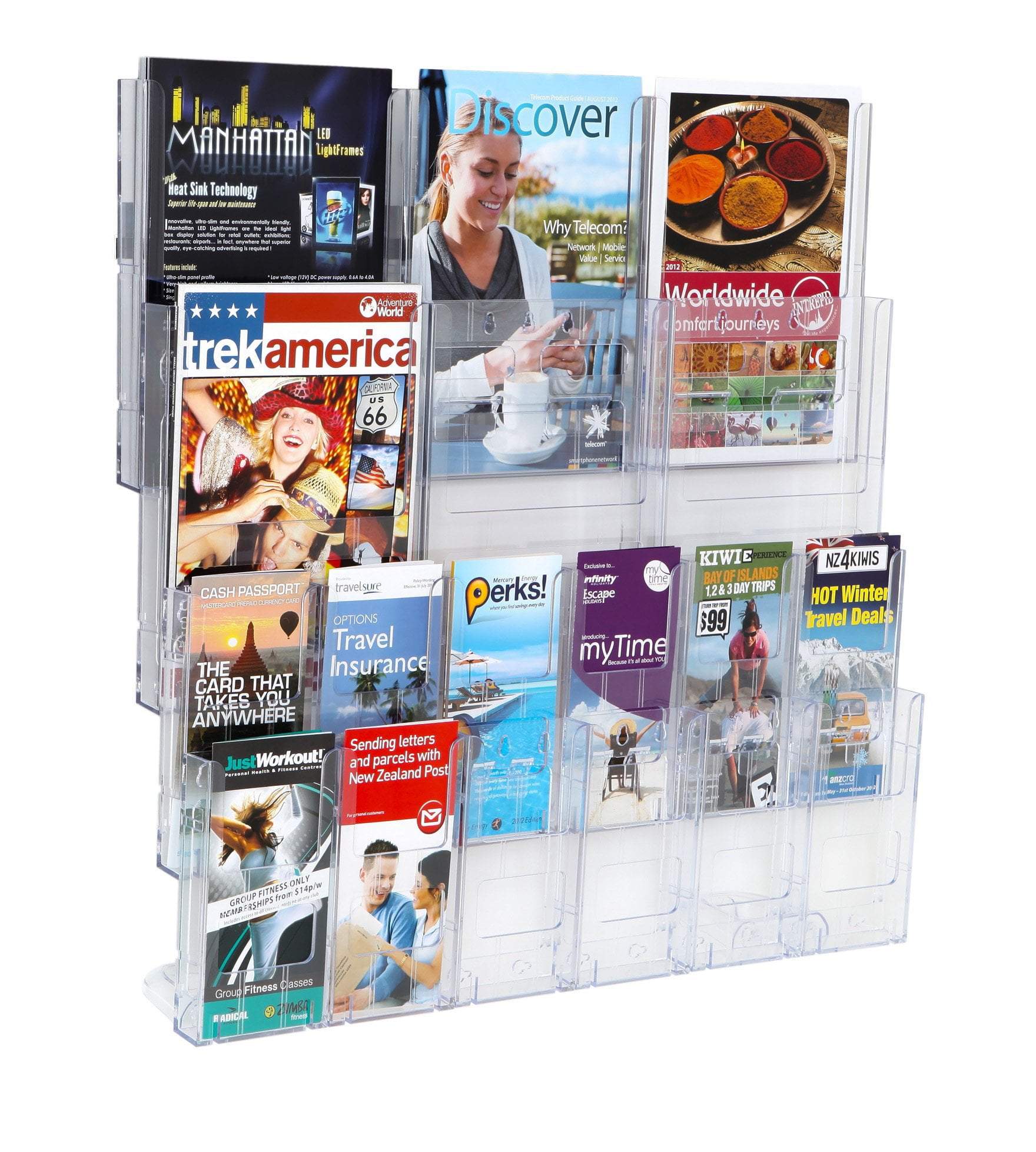 Wall Mount Brochure Holder - 6 A4 & 12 DL Capacity - Space Saving Organizer for Office, Restaurant, or Retail Display