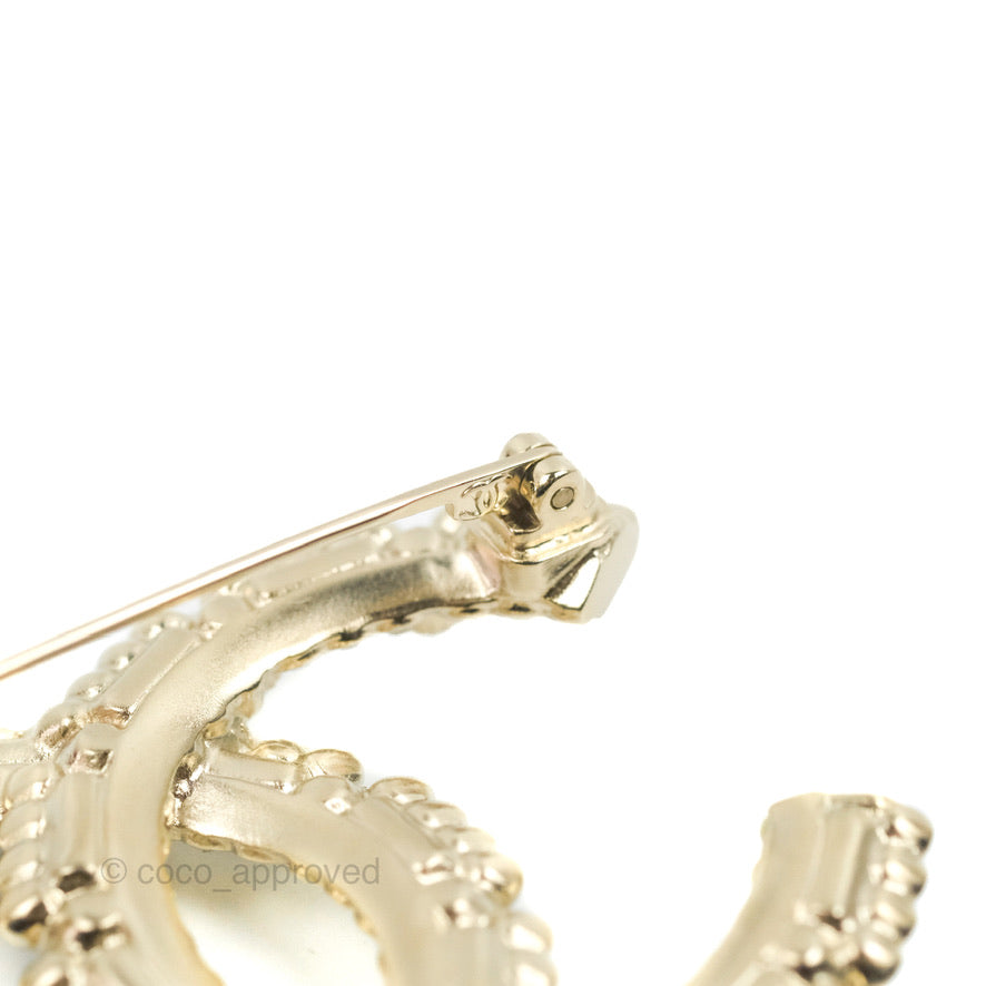 Chanel CC Crystal Pearl Brooch 22K Gold - Elegant Women's Fashion Accessory for Dresses, Jackets & Handbags