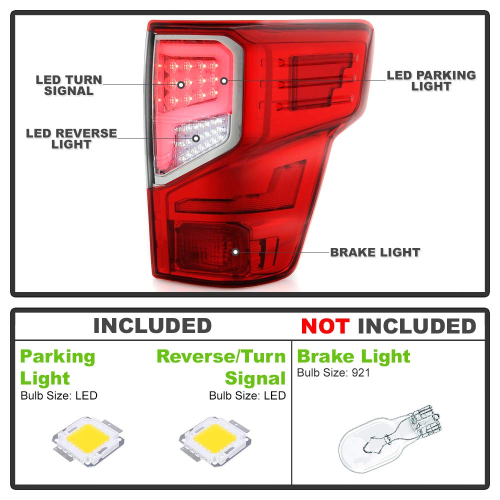 ACANII LED Tail Lights Brake Lamps Assembly Pair for 2016-2021 Nissan Titan & Titan XD - Red Clear Tube Style (Left+Right) - Upgrade Your Truck's Rear Lighting for Better Visibility & Style