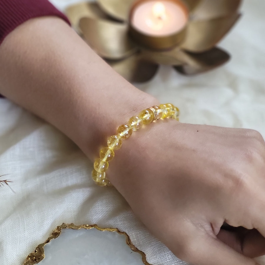 Natural Citrine Bead Bracelet for Joy, Success & Positive Energy | Healing Crystal Jewelry for Women, Meditation, Wealth Attraction & Spiritual Balance
