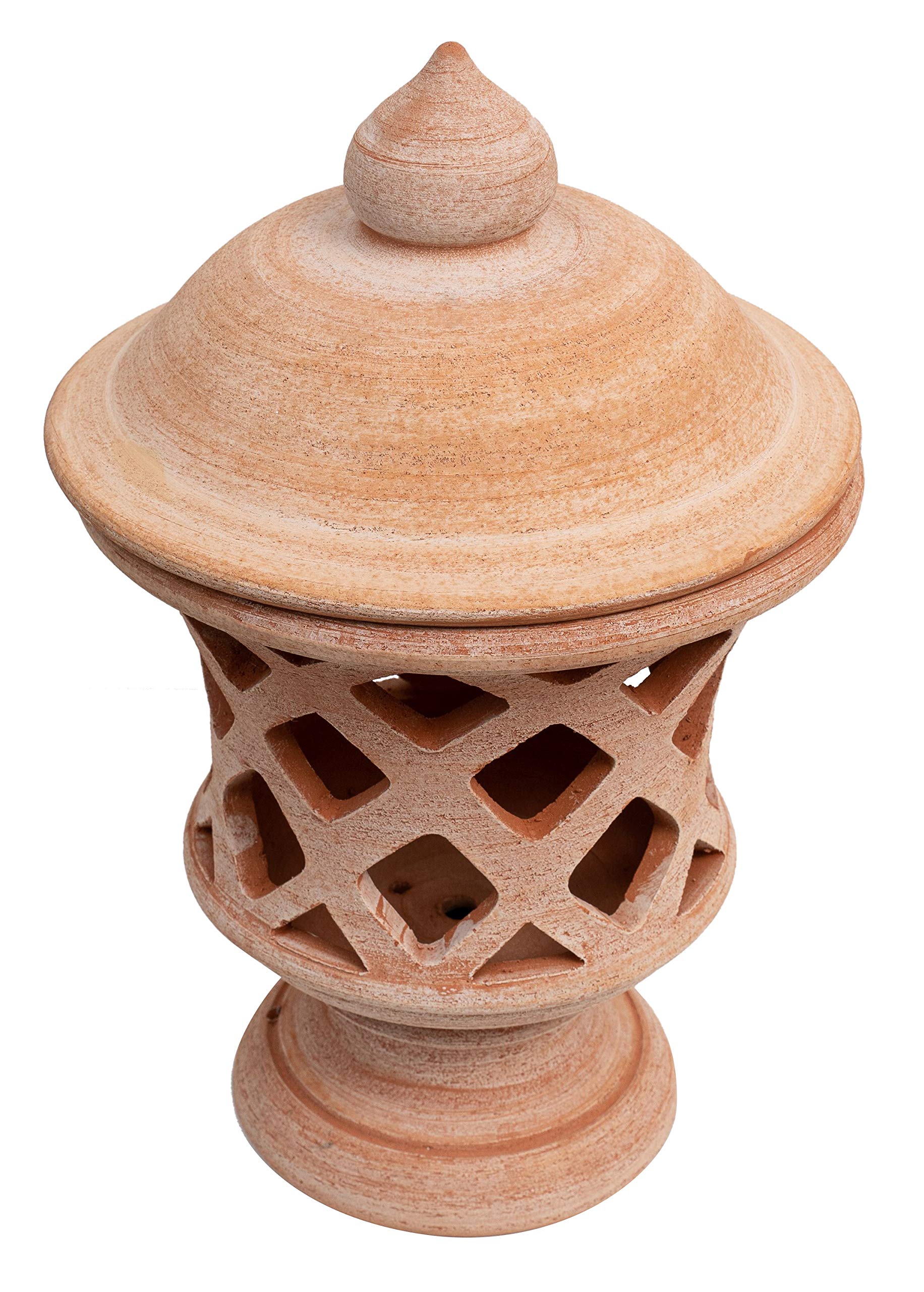 Italian Terracotta Outdoor Candle Lantern 55 x 35 x 35 cm - Handcrafted Garden Lighting for Patio, Pathway & Porch Decor - Weather-Resistant Exterior Candle Holder for Romantic Ambiance