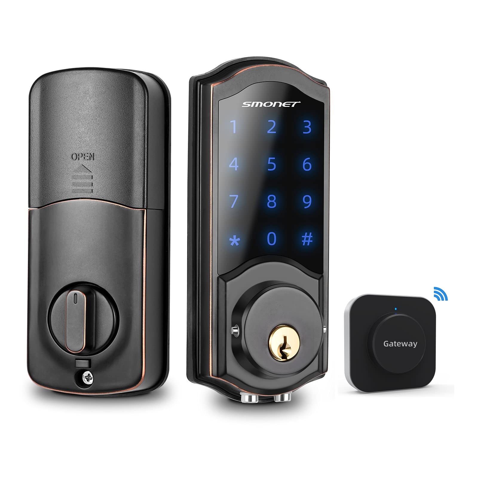 SMONET Smart Deadbolt Lock - Bluetooth & WiFi Keyless Entry Door Lock with Touchscreen Keypad, Auto Lock, Remote Access & Alexa Compatibility | Perfect for Homes, Hotels & Apartments (Black) | Secure Your Front Door with Advanced Smart Lock Technology