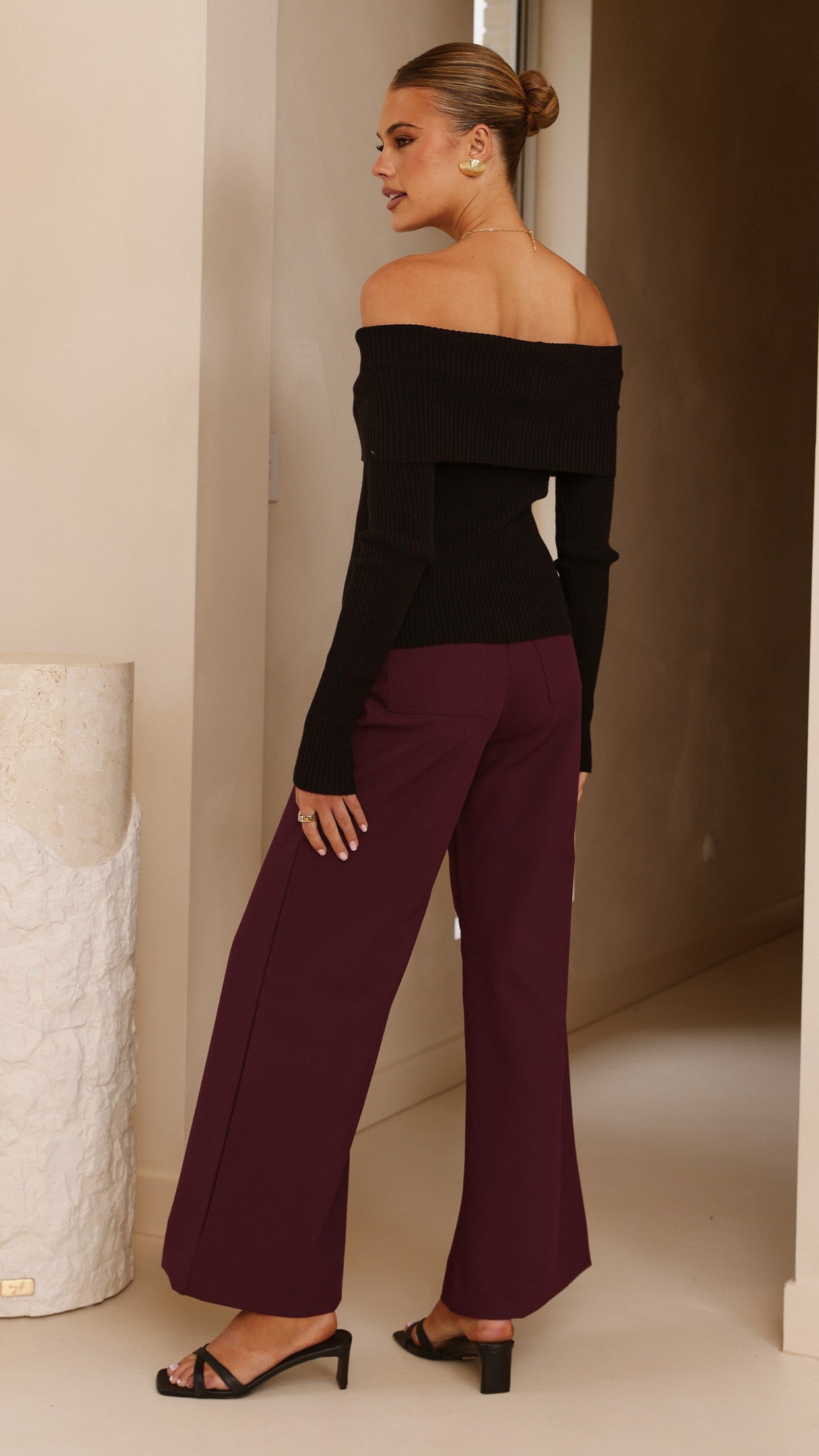 Garciela Women's Wine Red Pants - Stylish High Waist Trousers for Casual Wear & Office Outfits