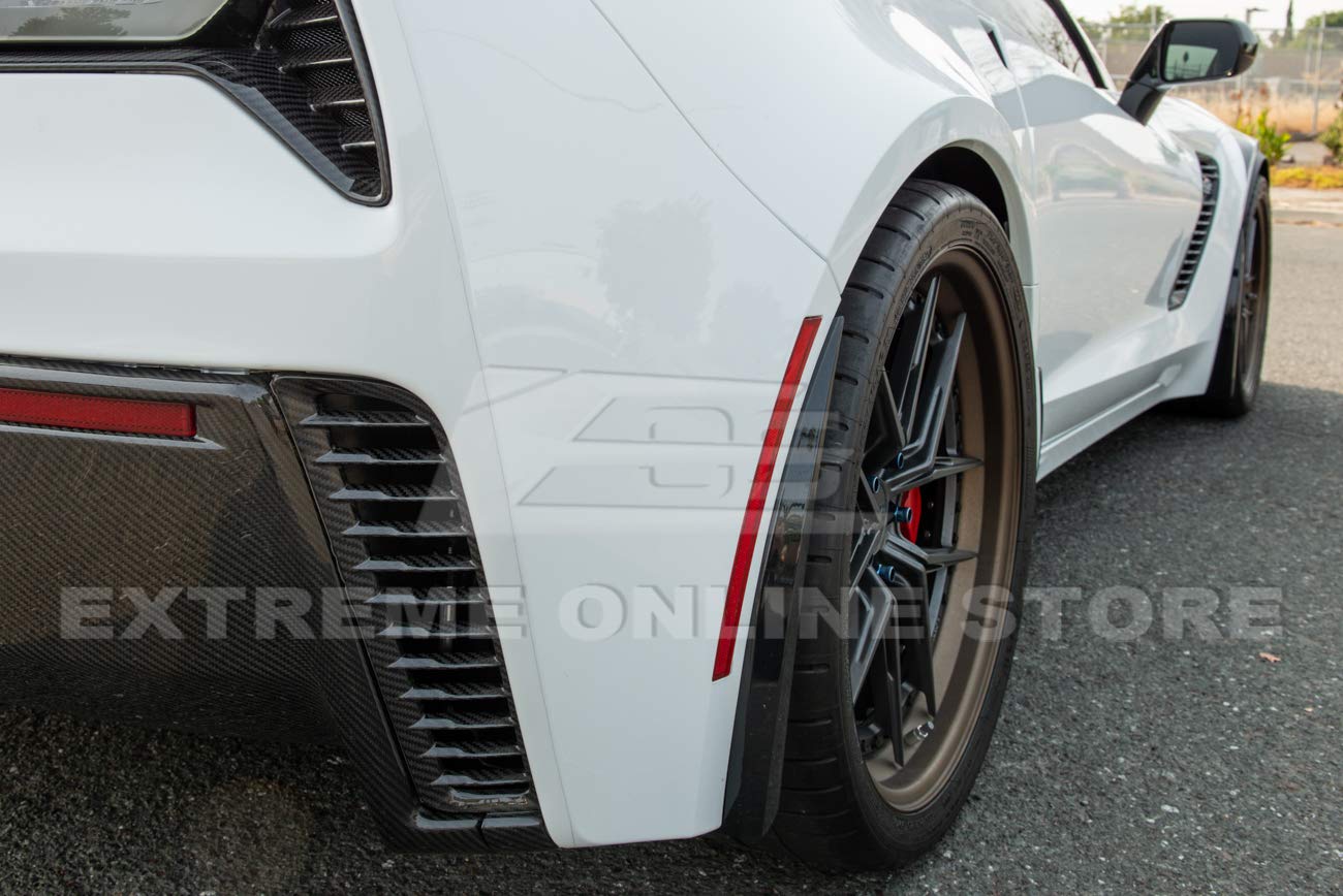 2014-2019 Chevrolet Corvette C7 Splash Guards - GM Factory XL Extended Rear Mud Flaps Pair (ABS Plastic, Black) - Perfect for Road Trips & Wet Weather Protection