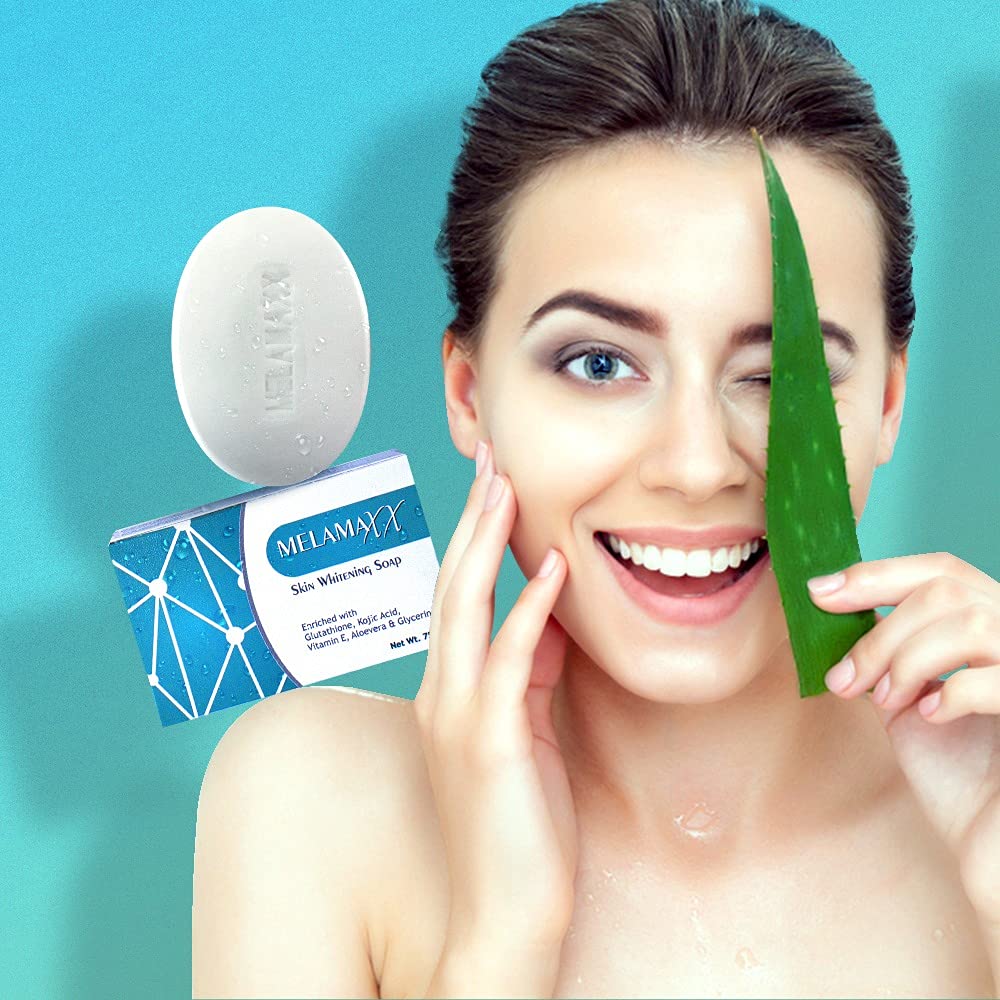 Melamaxx Skin Whitening Soap - 75g Natural Brightening Bar for Face & Body | Dark Spot Corrector, Even Skin Tone | Perfect for Daily Skincare Routine & Glowing Complexion