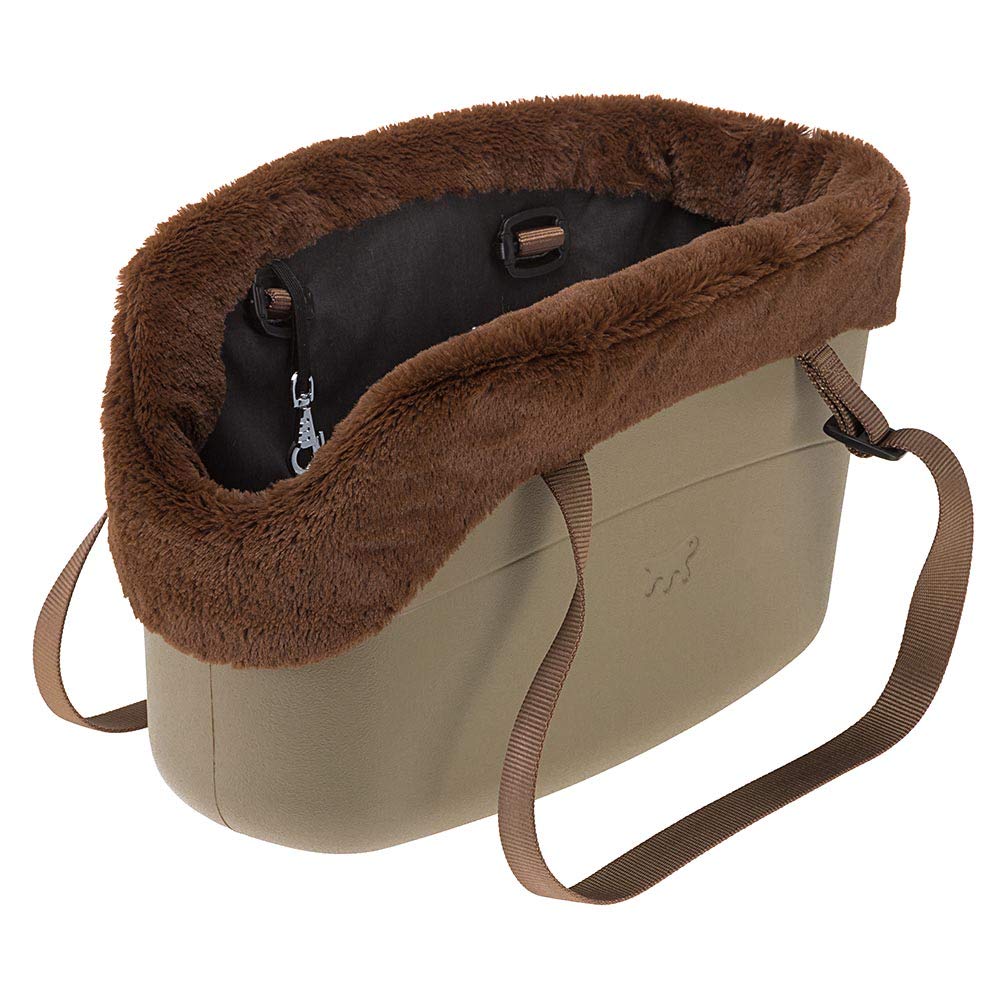 Ferplast WITH-ME Winter Dog Carrier for Small Dogs - Medium Size Pet Travel Bag for Chihuahua, Pomeranian & Toy Poodle - Warm Dove Grey Carrier for Cold Weather, Vet Visits & Outdoor Adventures