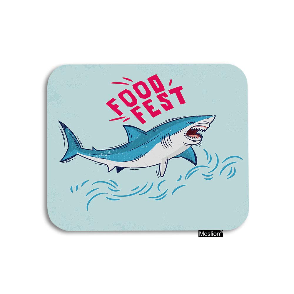Premium Shark-Themed Gaming Mouse Pad - Non-Slip Rubber Base Large 7.9x9.5 Inch Ocean Animal Design for Computer, Laptop & Office Desk - Perfect for Gamers, Work from Home & Shark Enthusiasts - Green Sea Waves with 