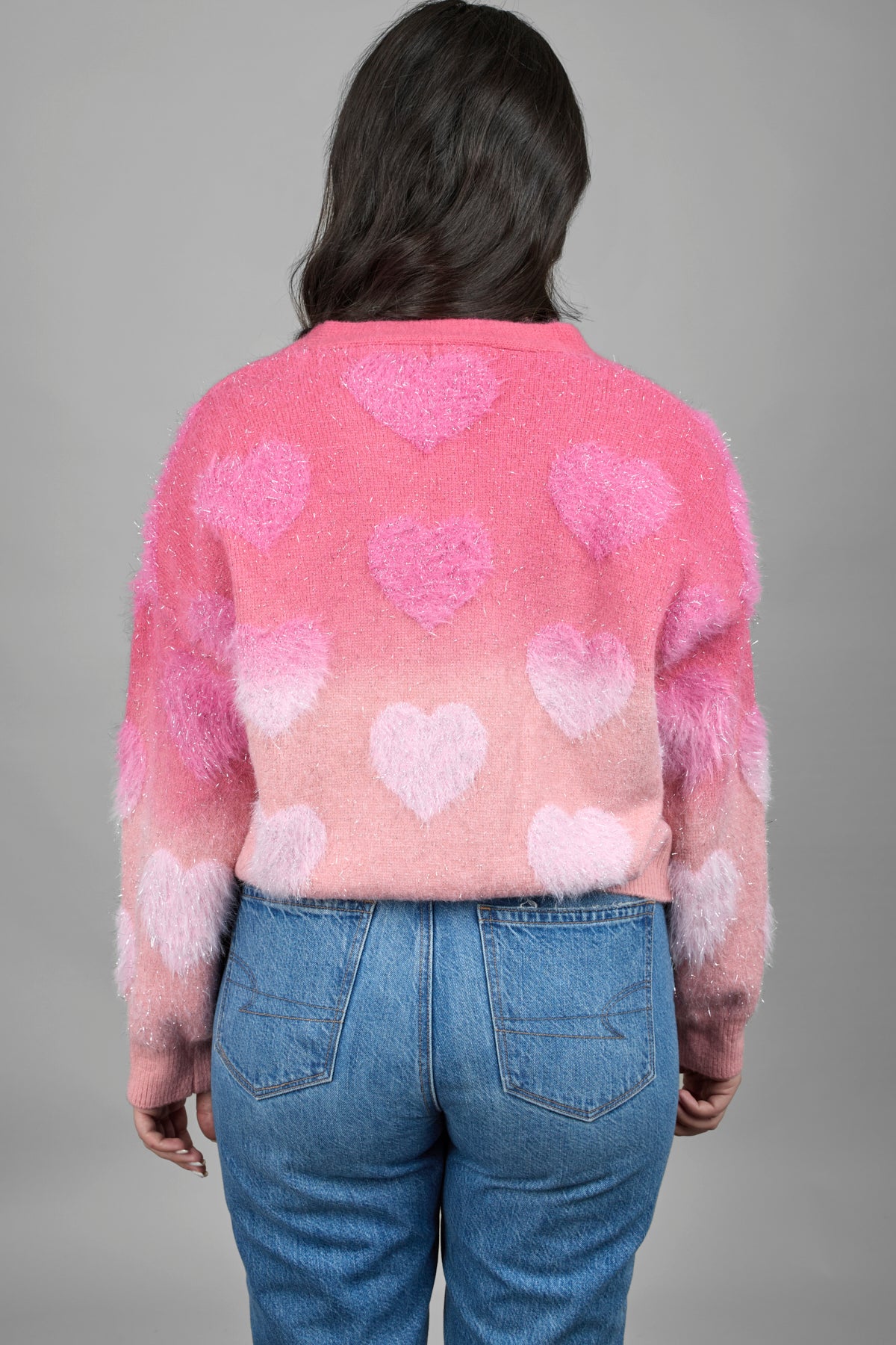 Soft Heart Ombre Cardigan for Women - Cozy Long Sleeve Open Front Knit Sweater - Perfect for Fall, Winter & Layering Outfits