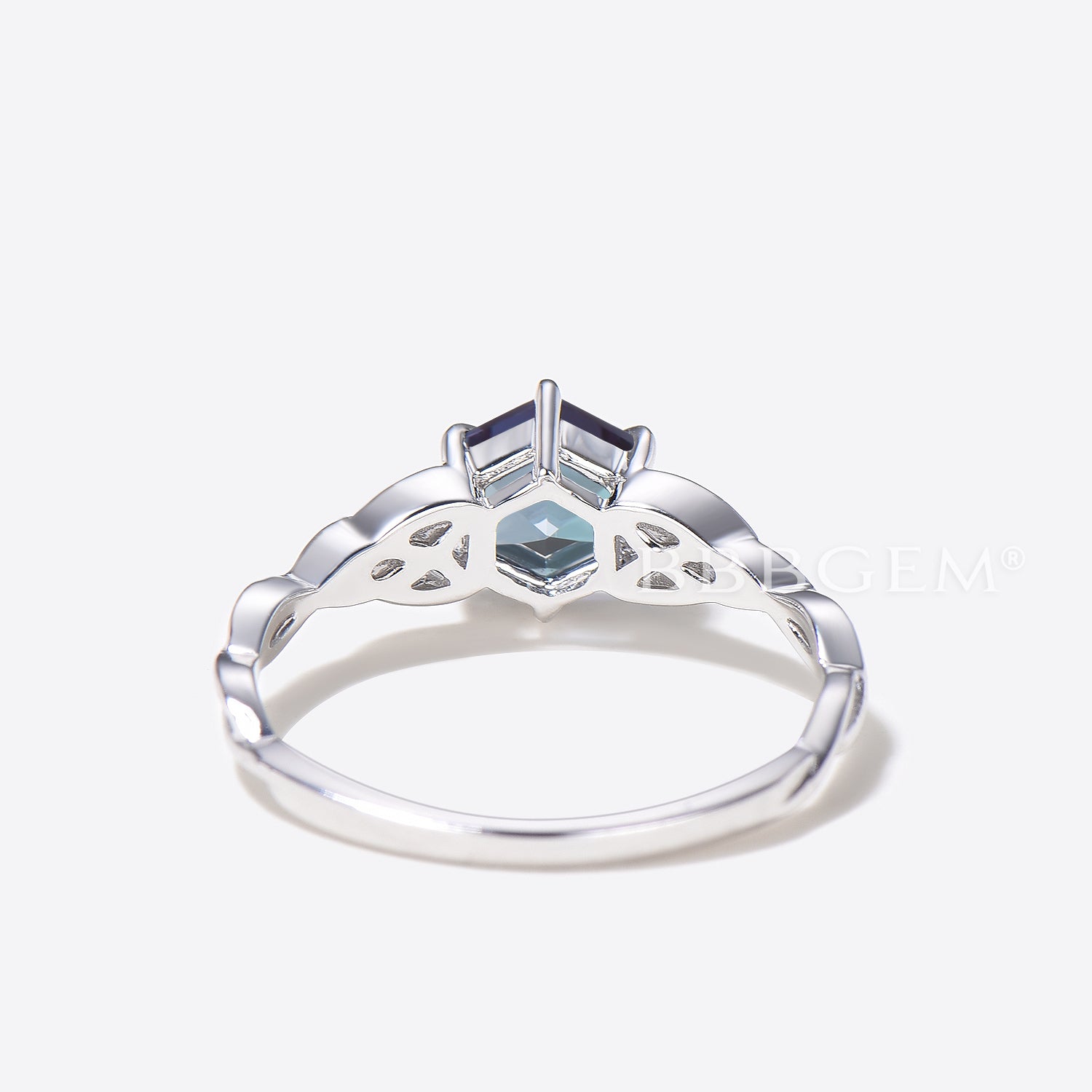 Hexagon Cut Color Changing Alexandrite Engagement Ring - Celtic Knot Solitaire Wedding Band for Women, Perfect for Proposals, Anniversaries & Special Occasions