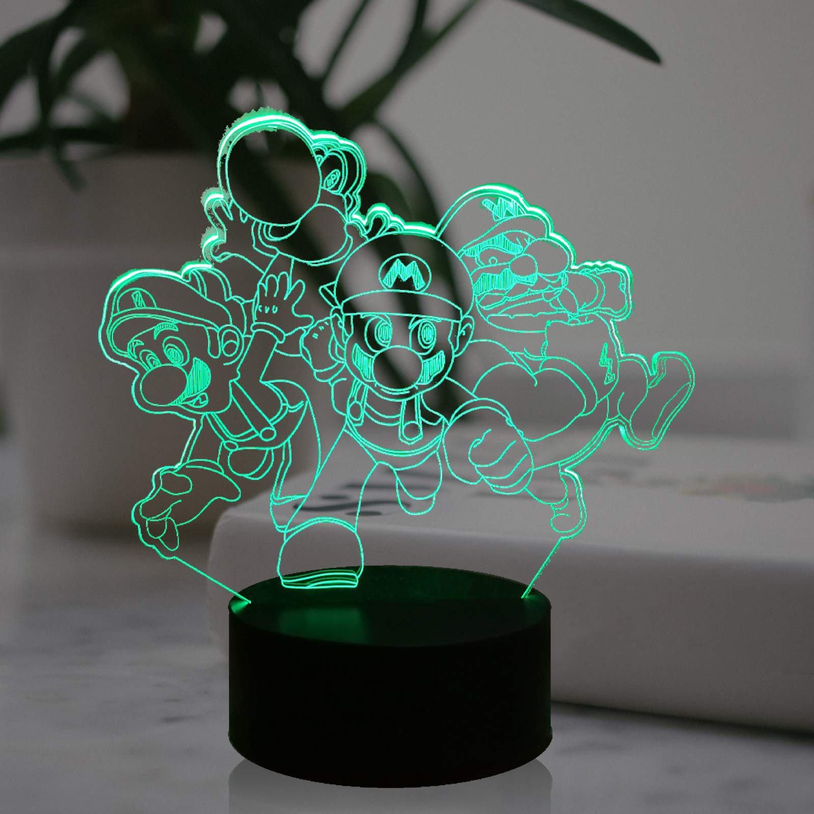 Super Mario Bros 3D LED Night Light - Yoshi, Luigi, Toad, Donkey Kong & Bowser Character Table Lamp with 7 Color Changing Remote | Kids Room Decor, Bedside Mood Lighting for Better Sleep & Nursery Decor