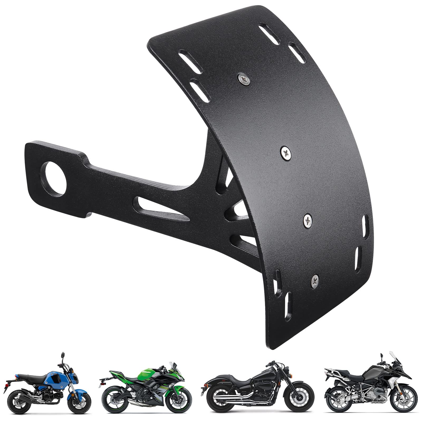 KEMIMOTO Motorcycle License Plate Bracket - Black for Sportbike & Cruiser (Side Mount)