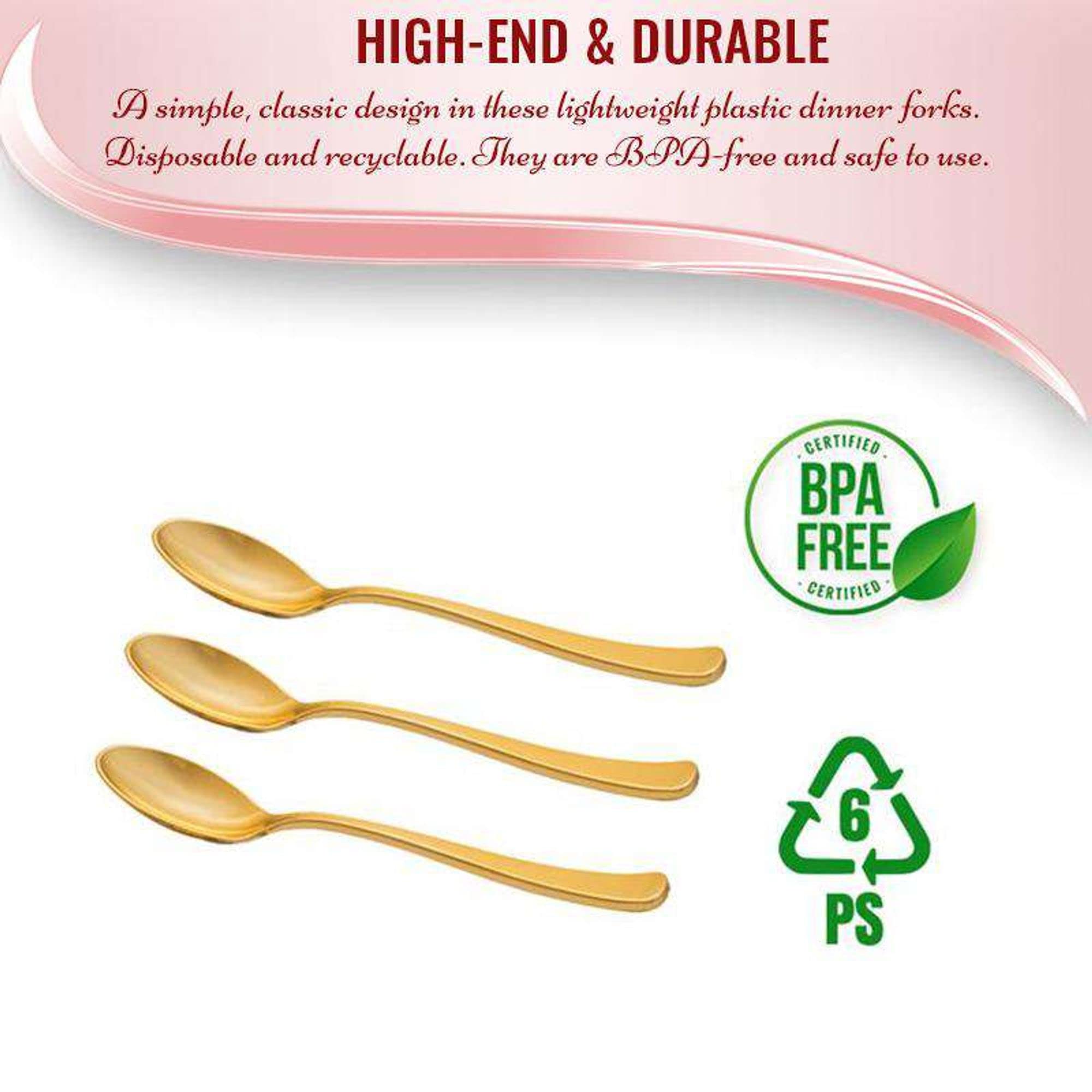 Premium 600-Piece Gold Plastic Cutlery Set - Heavy Duty Disposable Forks, Spoons & Knives for Weddings, Parties & Events | Elegant Flatware for Catering, BBQs, Picnics & Special Occasions