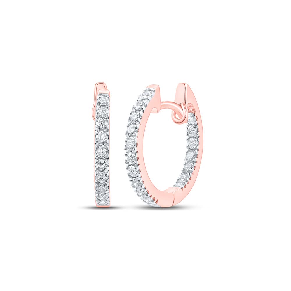 10K Rose Gold Diamond Inside Outside Hoop Earrings - 1/4 CTW | Macey Worldwide Jewelry | Elegant Everyday Wear & Special Occasions