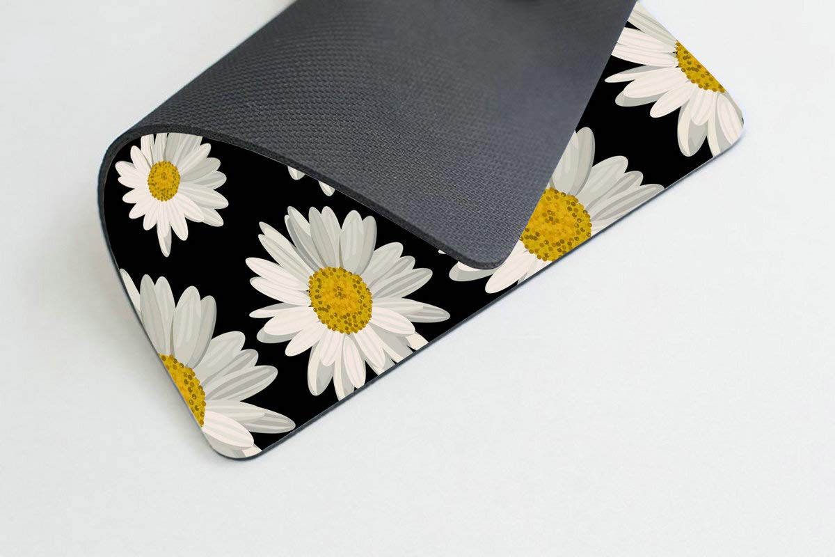 Custom White Daisies Non-Slip Rubber Gaming Mouse Pad - Smooffly Computer & Laptop Mousepad for Office, Gaming & Home Use