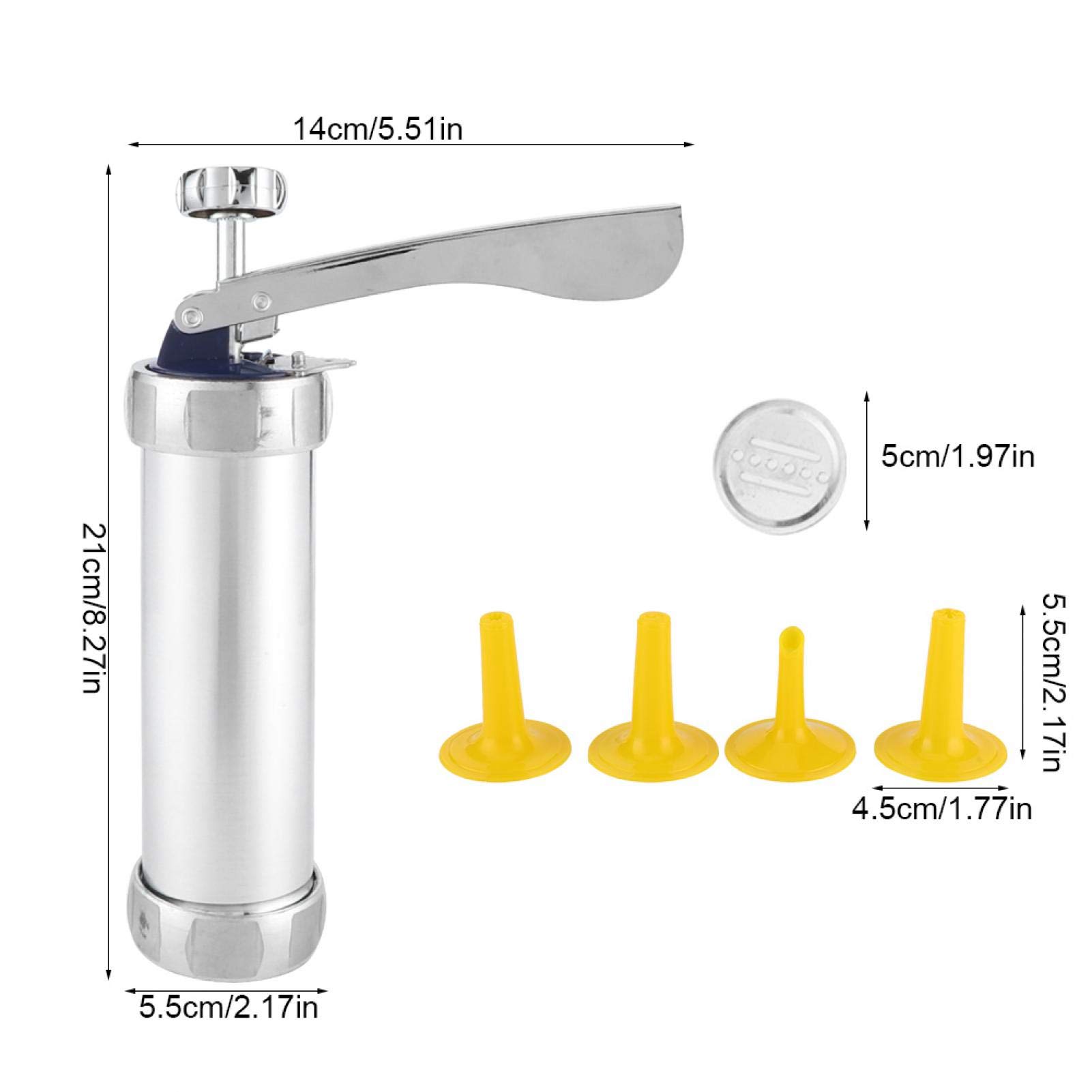 Premium Stainless Steel Cookie Press Maker Kit - 20 Decorative Stencil Discs & 4 Nozzles for Baking, DIY & Cake Decorating (5.51x8.27x2.17in) - Perfect for Holiday Cookies, Wedding Favors & Home Baking Gifts