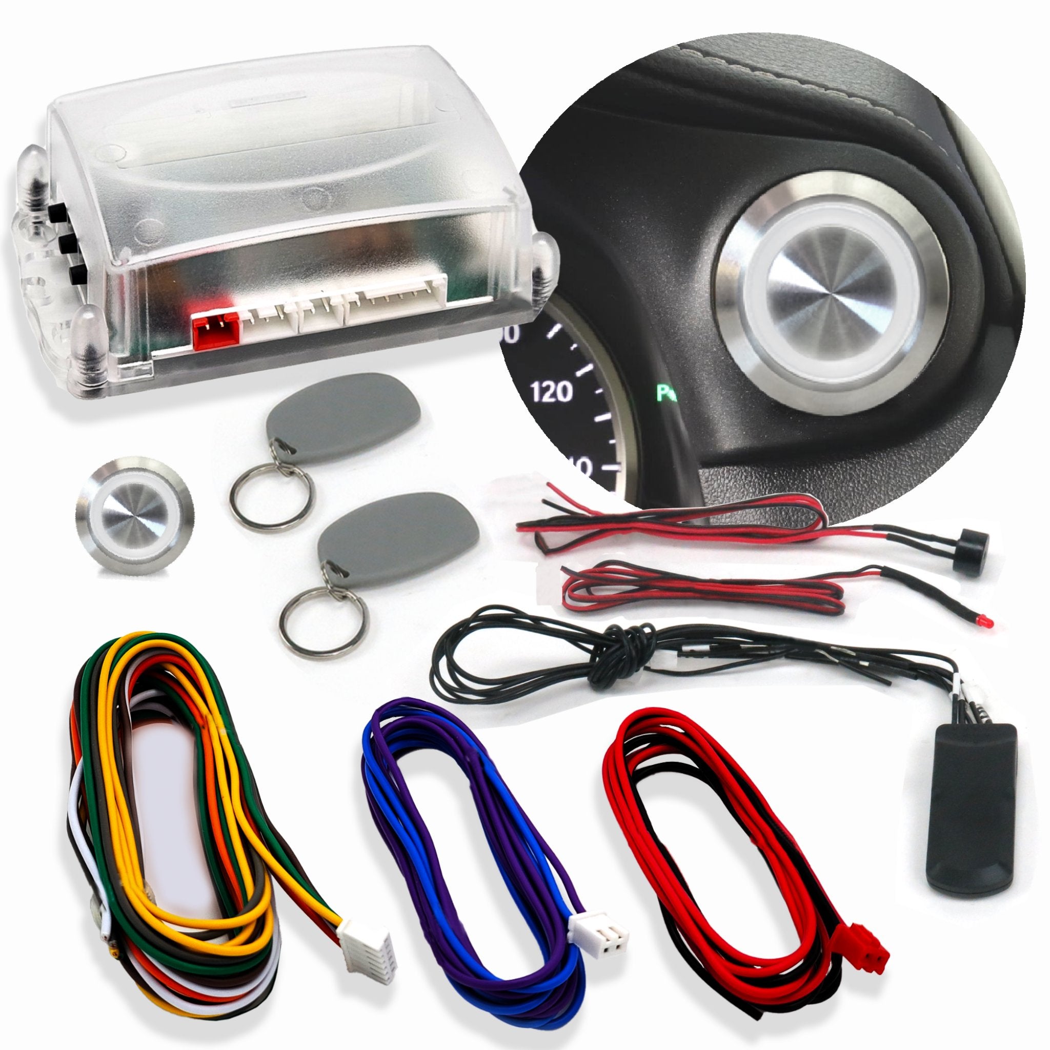 1903-1904 Ford Model AC Illuminated Billet Push Button Engine Ignition Start Kit - 12V RFID Security System | Classic Car Restoration & Hot Rod Upgrade Accessory