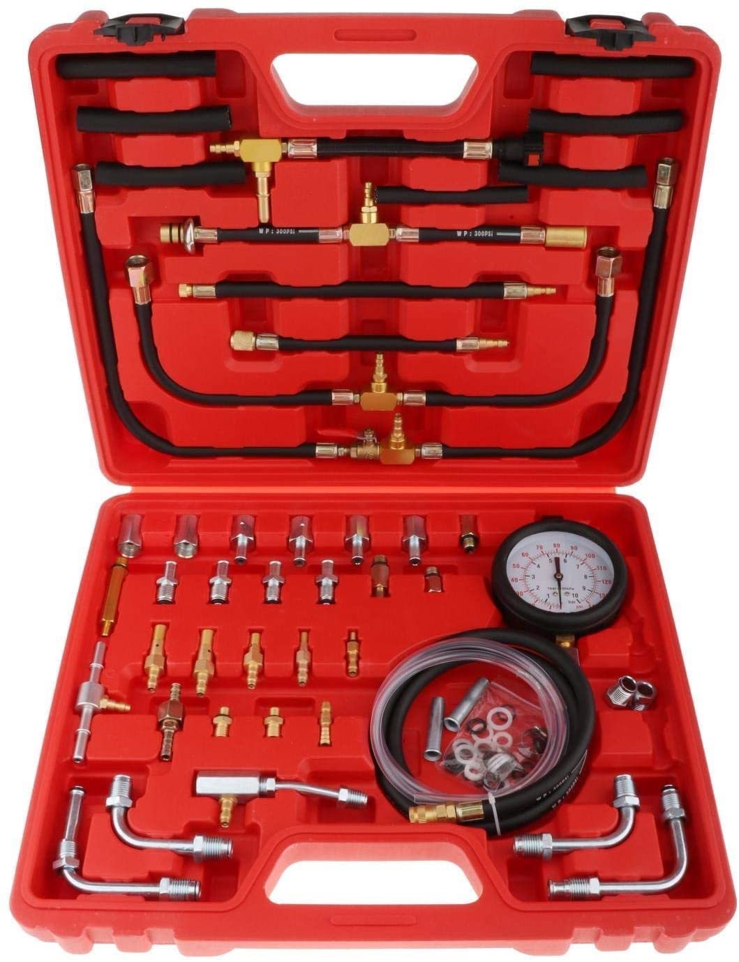 YCXF TU-443 Pro Fuel Injection Pressure Tester Gauge Kit with Fuel Line Fittings - Automotive Diagnostic Tool for Accurate Fuel System Testing - Perfect for Mechanics and DIY Car Maintenance