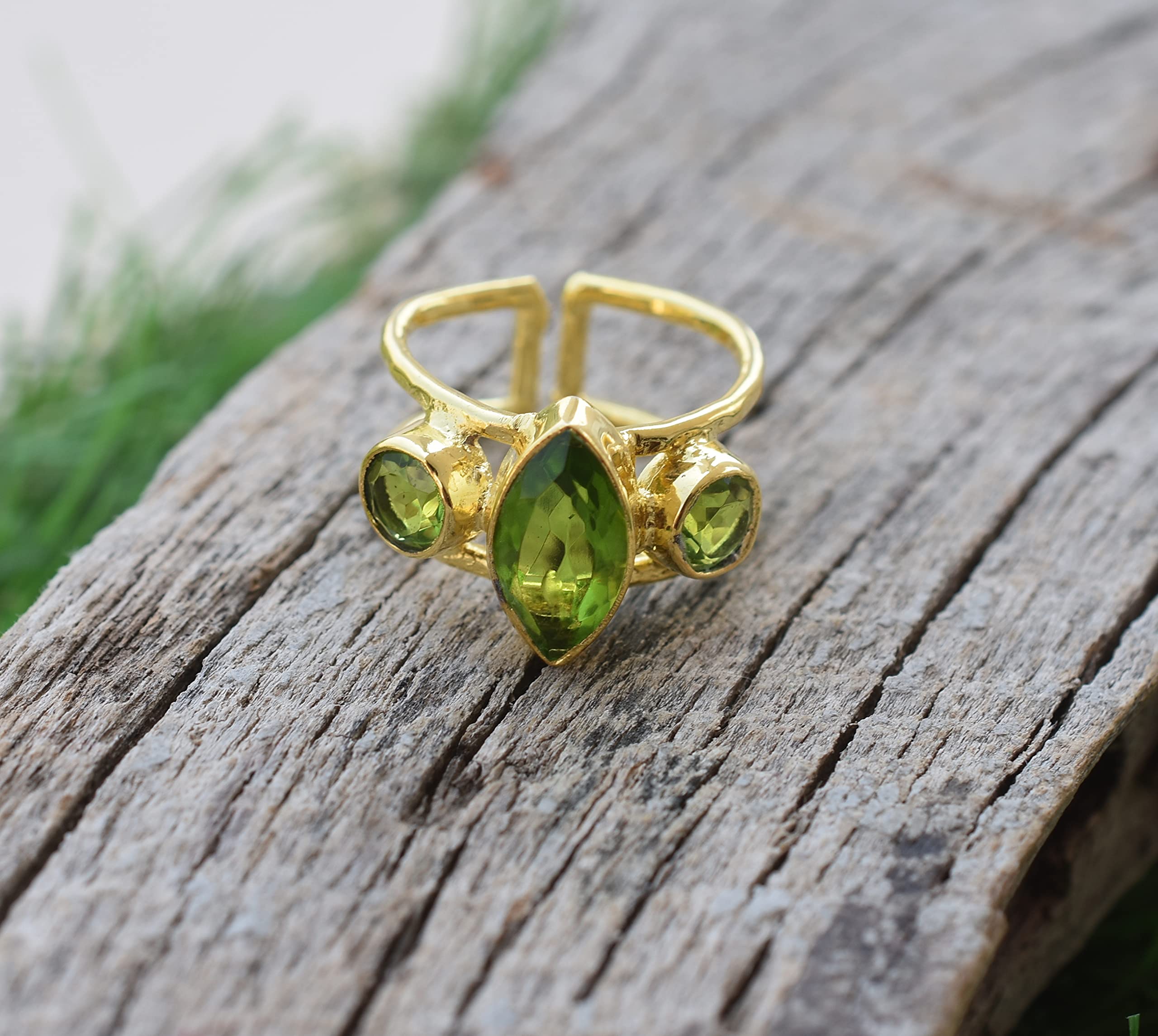 Veracity Jewelry 18K Gold Plated Peridot Rings for Women - Handmade August Birthstone Jewelry with Green Gemstone - Elegant Gift for Girls & Women (VR-176) | Perfect for Birthdays, Anniversaries & Special Occasions