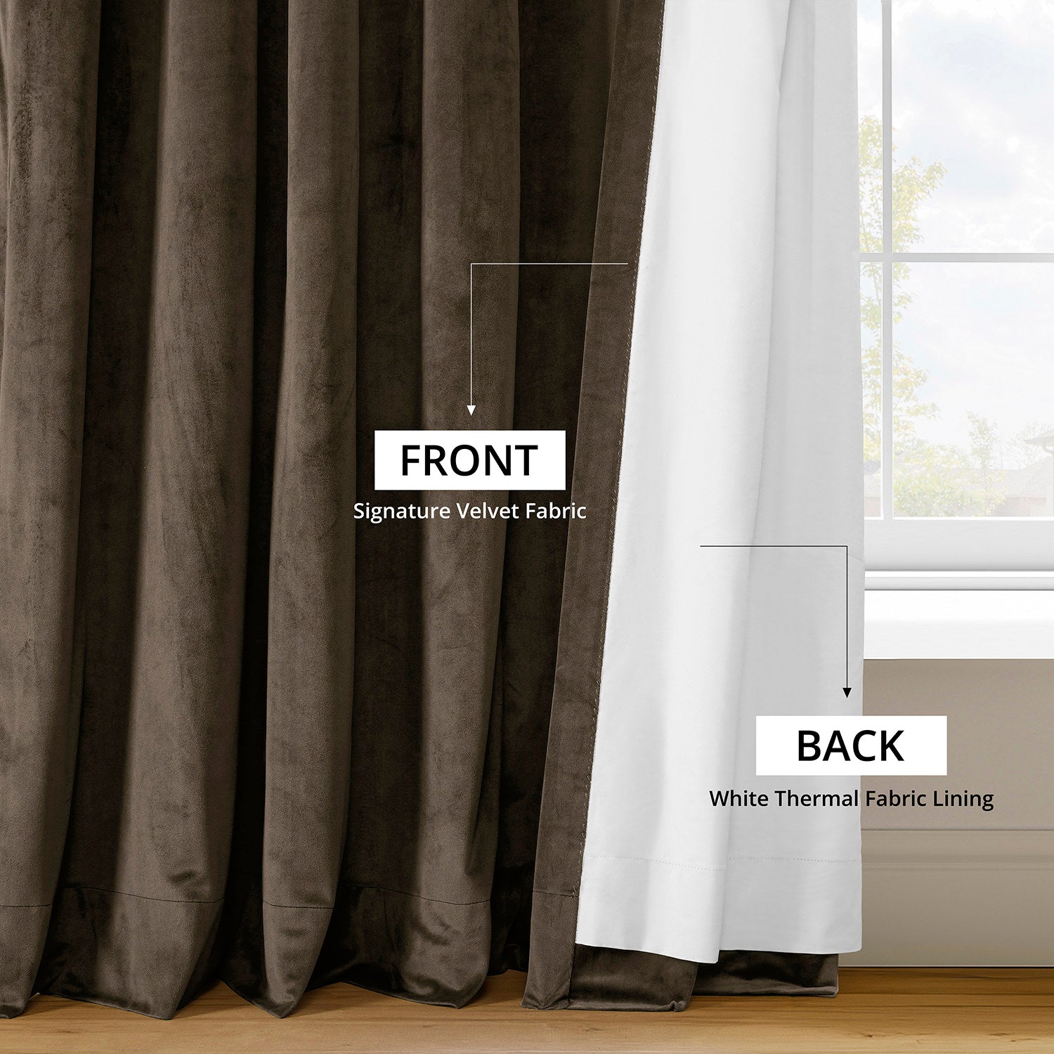 Premium Blackout Curtains for Bedroom - Extra Wide Thermal Insulated Velvet Drapes with Noise Reduction, 100% Light Blocking for Home Theater & Nursery (Java Signature Collection) - Perfect for Shift Workers & Light Sleepers