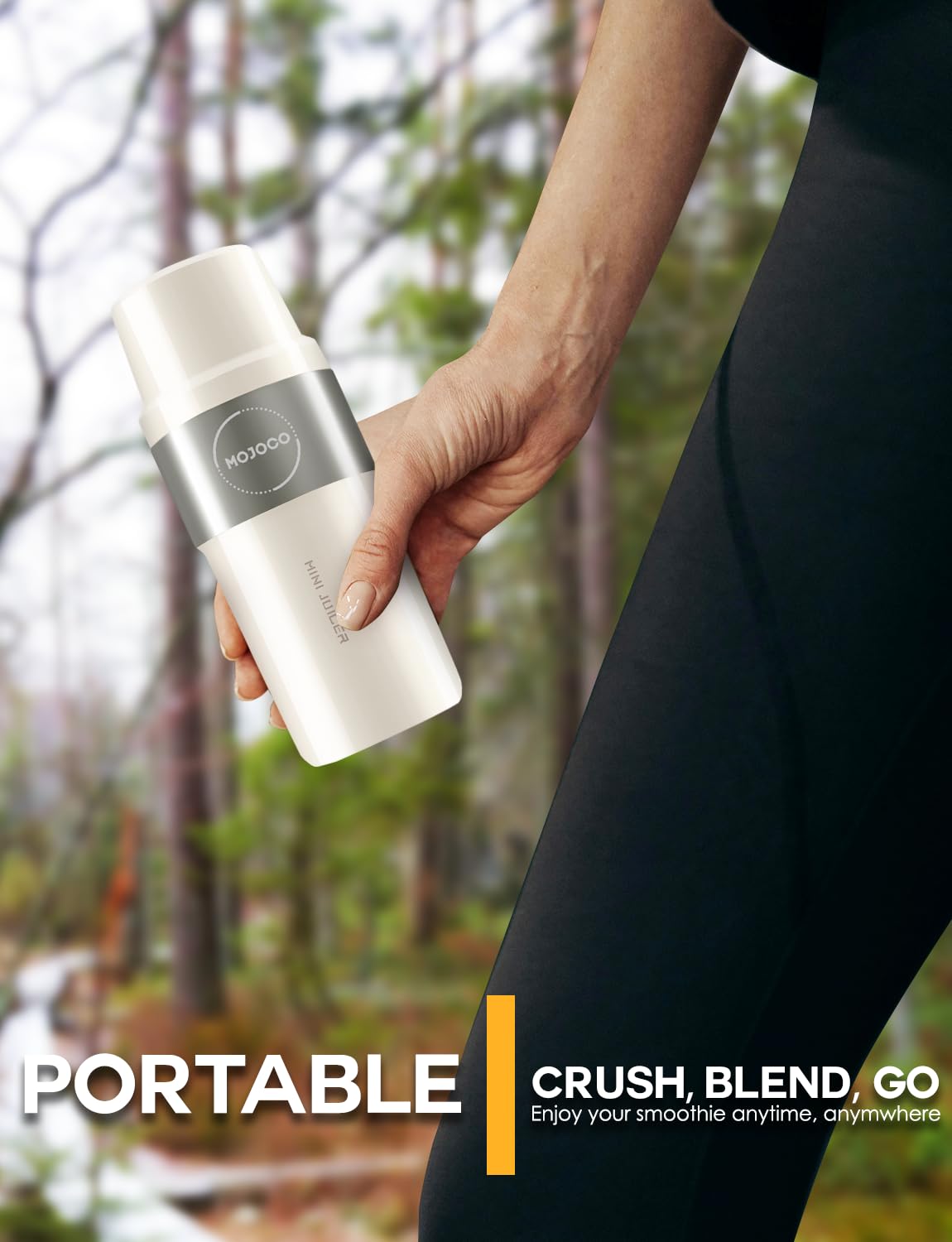 Mojoco Personal Smoothie Blender - Rechargeable Portable Blender for Fruits, Vegetables, Shakes & Smoothies - BPA-Free Food Grade Material - Perfect for Travel, Camping, Gym & Office Use