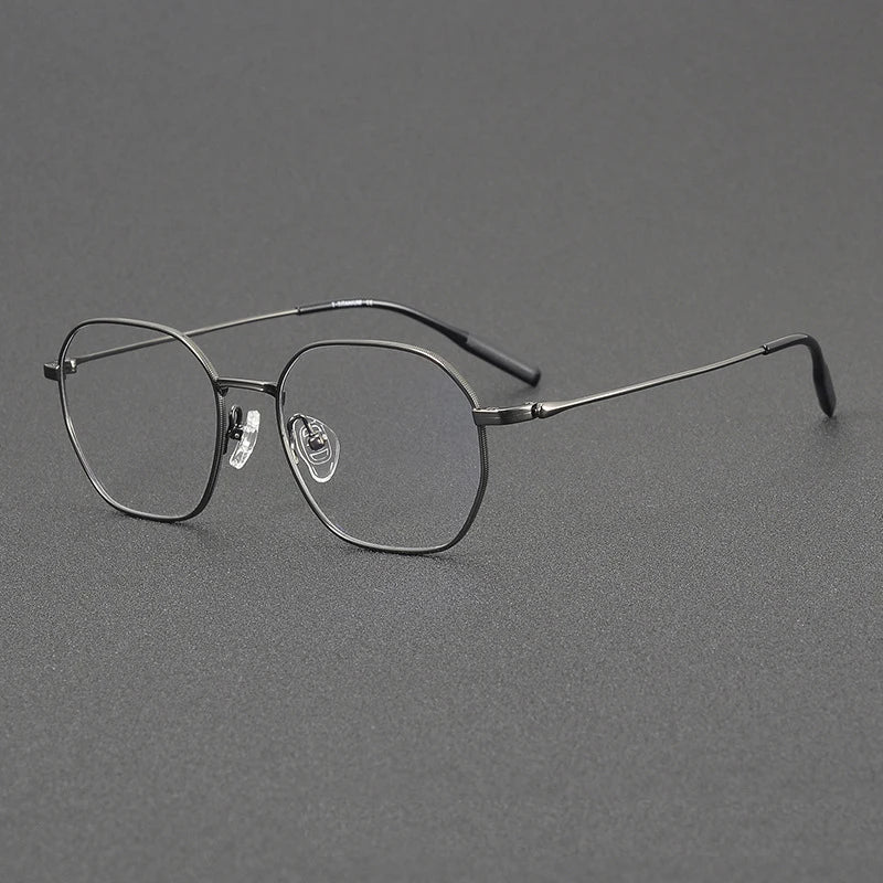 Stylish Unisex Black Titanium Polygon Full Rim Eyeglasses 81033 - Perfect for Work, Reading & Fashion Accessories