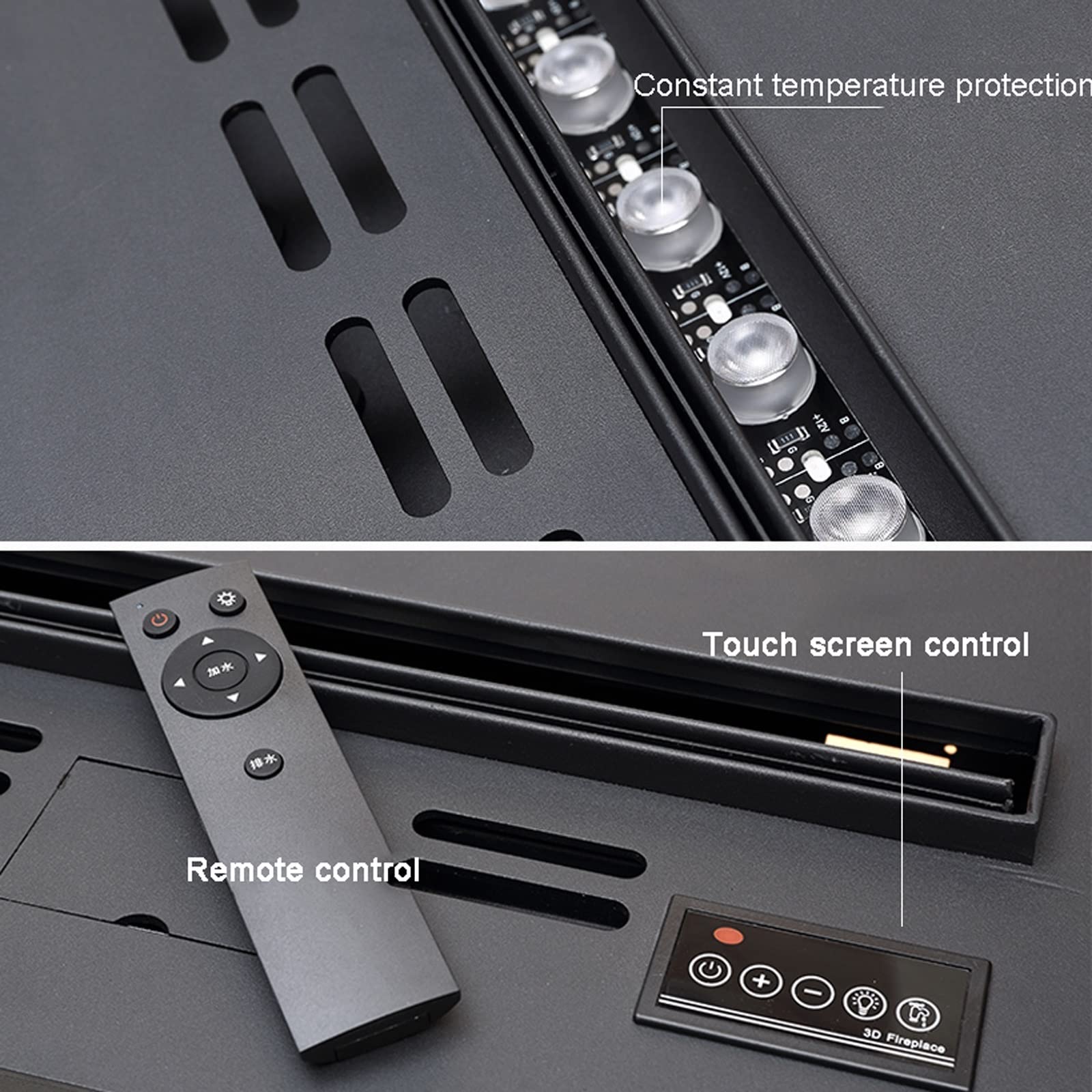 3D Simulation Flame Electric Fireplace with Adjustable Remote Control - Black Decorative Steam Fireplace for Living Room, Bedroom & Office Warmth