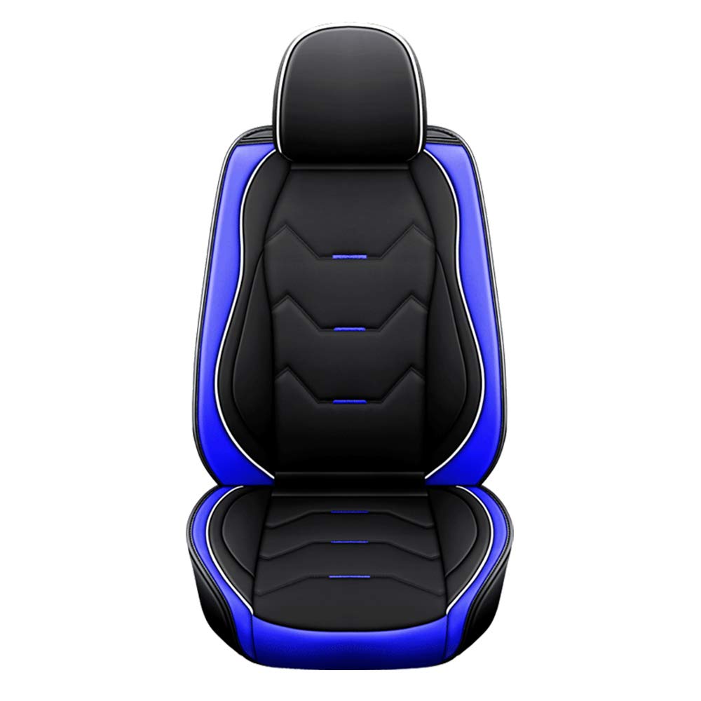 Premium Leather Car Seat Covers Full Set - 5-Seat Universal Fit for Sedans, SUVs & Trucks | Waterproof Front & Rear Seat Protectors in Black & Blue | Perfect for Daily Commute, Road Trips & Family Protection