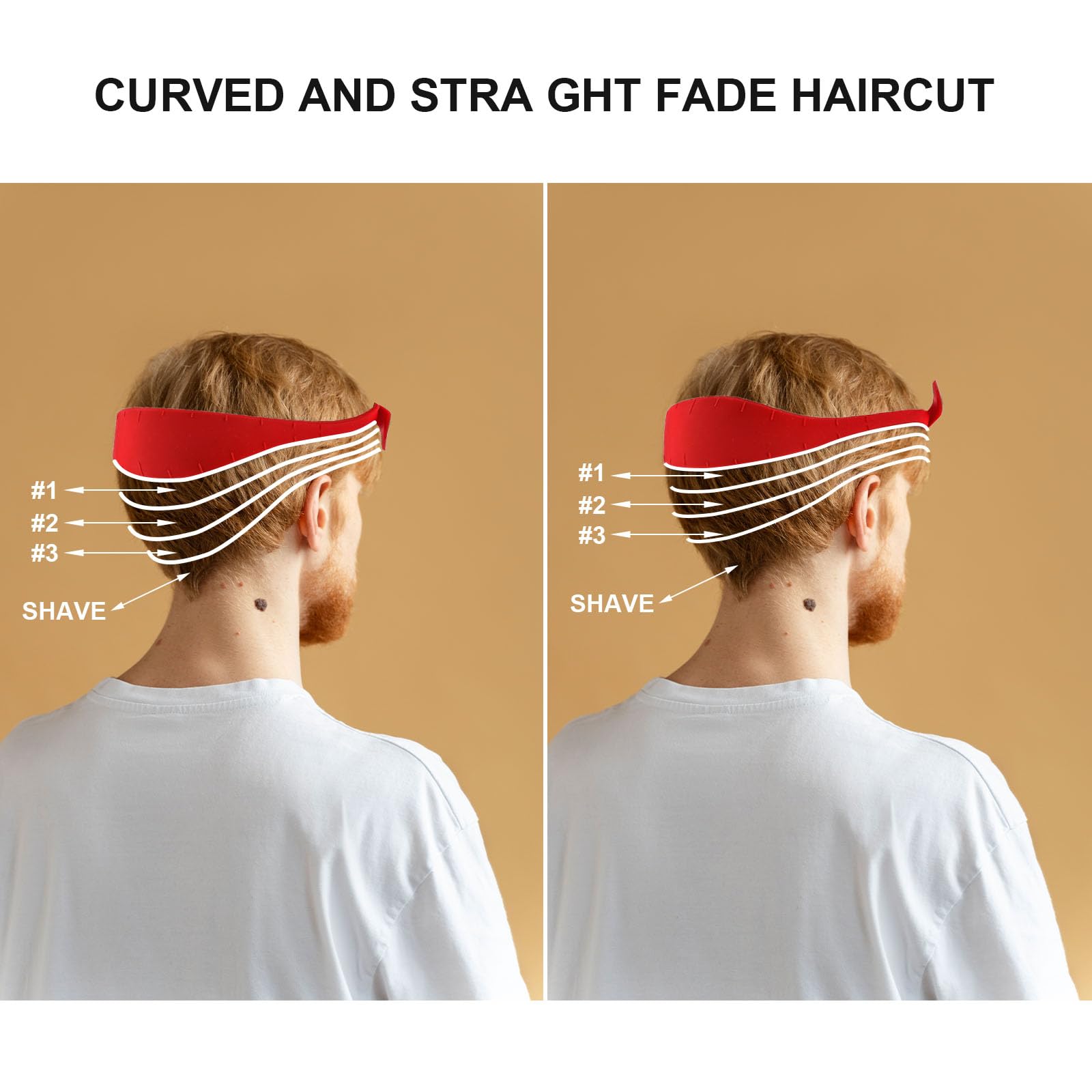 Professional Silicone Neckline Shaving Template & Hair Trimming Guide - DIY Haircut Tool for Clean Straight Hairlines, Fade & Taper Cuts - Perfect for Home Haircuts, Barbers & Stylists (Red) - Ideal for Men's Grooming, Beard Trimming & Salon-Quality Results at Home