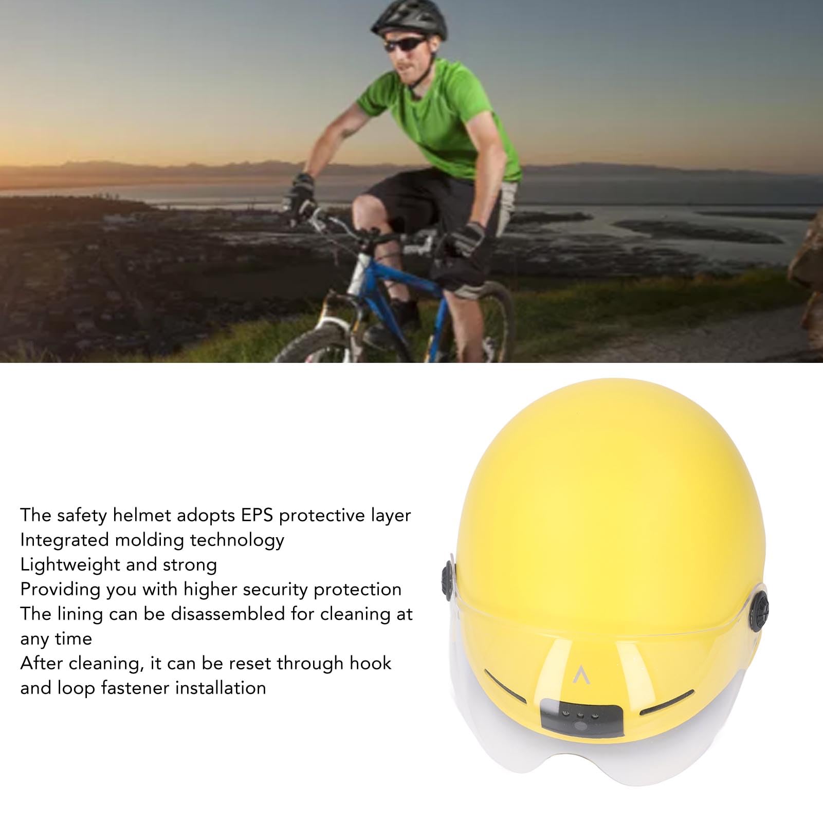 Smart Bike Helmet with Removable Lining & LED Headlight - Lightweight, Durable Cycling Safety Gear for Adults - Perfect for Road Biking, Mountain Cycling & Night Rides