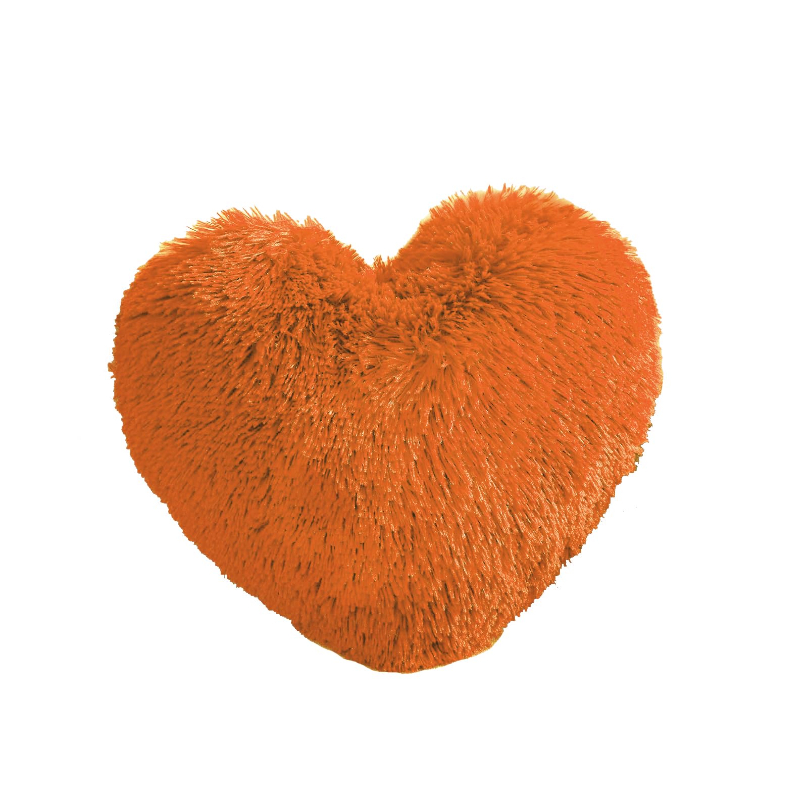MorroMorn Fluffy Heart Throw Pillows - Soft Shaggy Decorative Cushion for Sofa, Couch & Bed - Cute Home Decor for Women, Girls & Kids (Orange) - Perfect for Living Room, Bedroom & Nursery Decorations