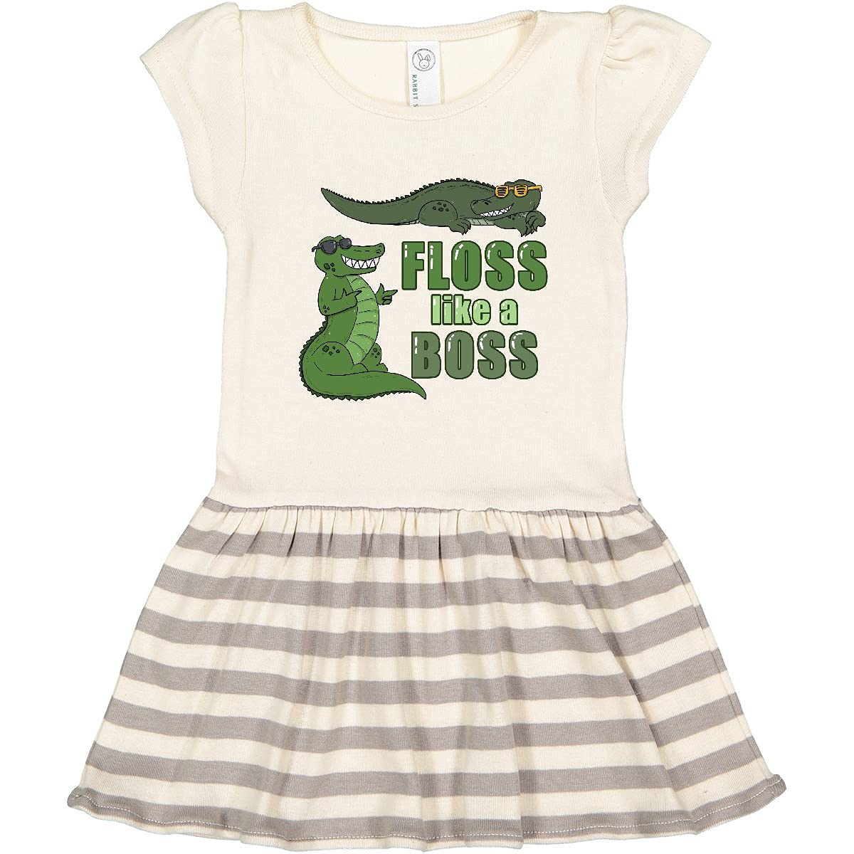 Inktastic Floss Like a Boss Gators Toddler Dress - Cute Alligator Print Cotton Dress for Baby Girls, Perfect for Playdates, Parties & Family Photos