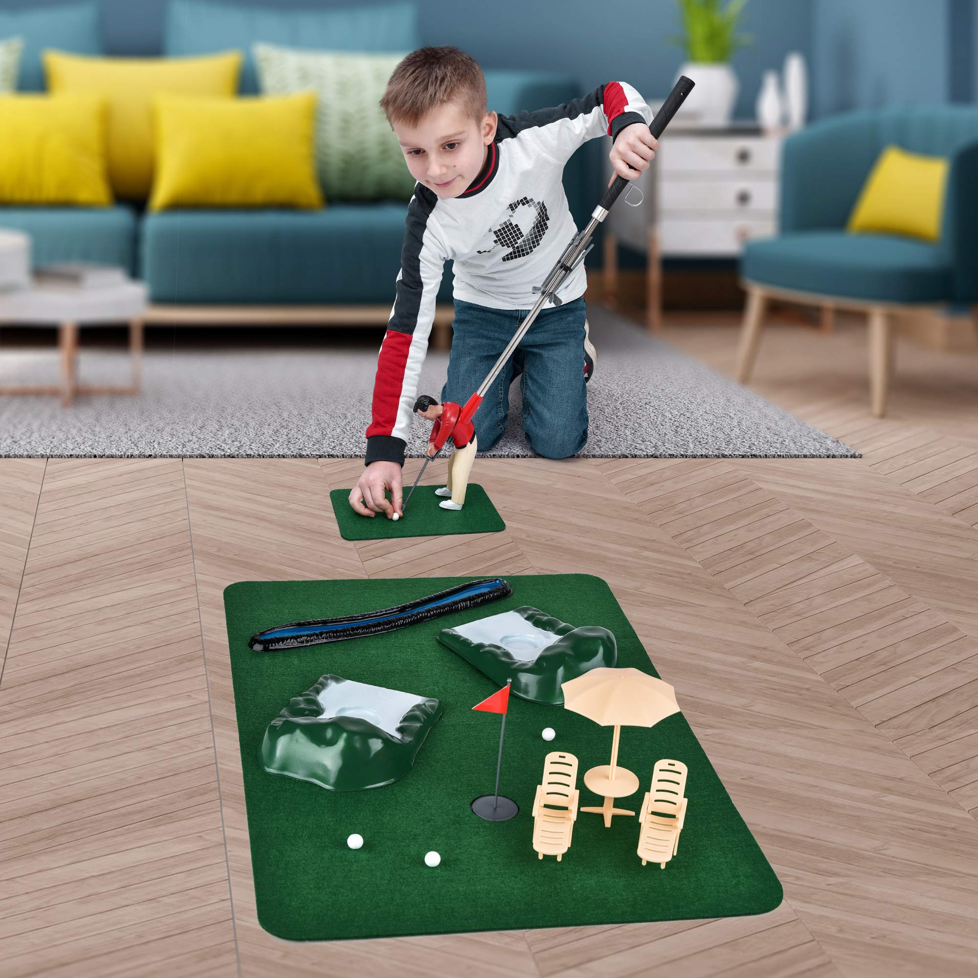 Abco Tech Mini Indoor Golf Kit – Portable Backyard Golf Course Set for Home – Lightweight & Compact – Easy Setup & Play – Perfect for Family Fun, Parties & Backyard Entertainment