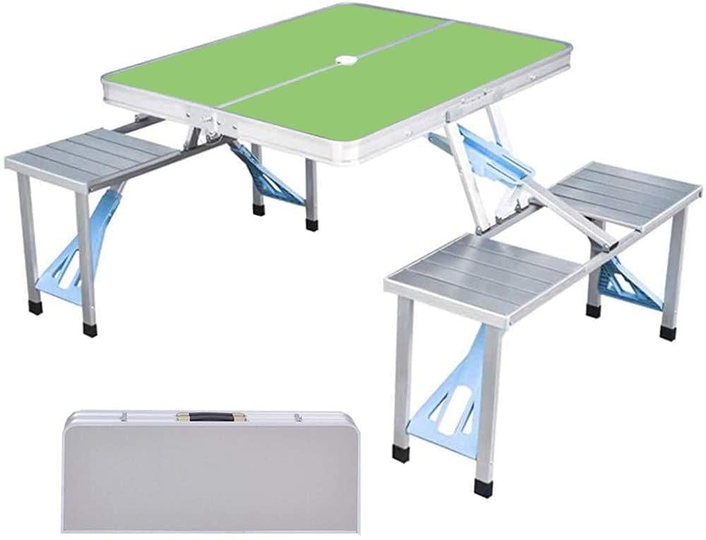 Portable Folding Camping Picnic Table with 4 Chairs - Lightweight Aluminum Alloy Outdoor Dining Set for Camping, BBQ, Garden Parties & Indoor Use | Compact & Durable Design