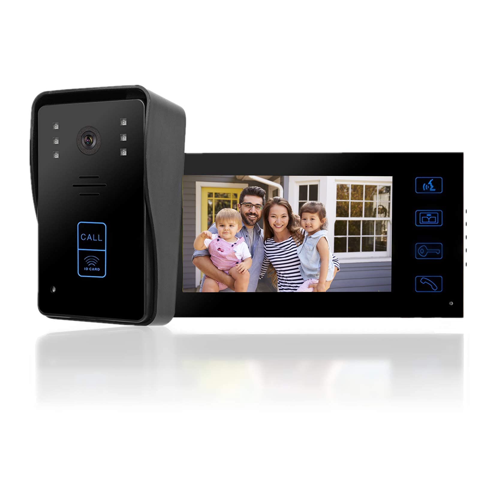 7-inch TFT Wired Video Doorbell with Intercom System, Touch Key & IR Night Vision - US Plug - Smart Home Security for Apartments, Houses & Offices