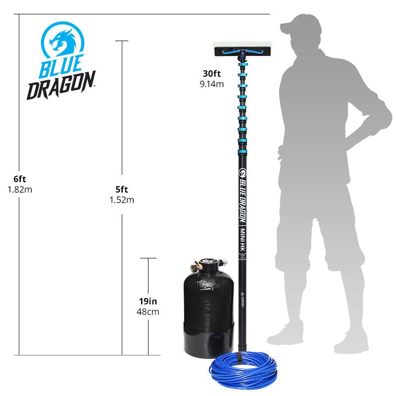 Blue Dragon Water Fed & DI Tank Starter Kit - Black | Professional Window Cleaning System for Home & Commercial Use
