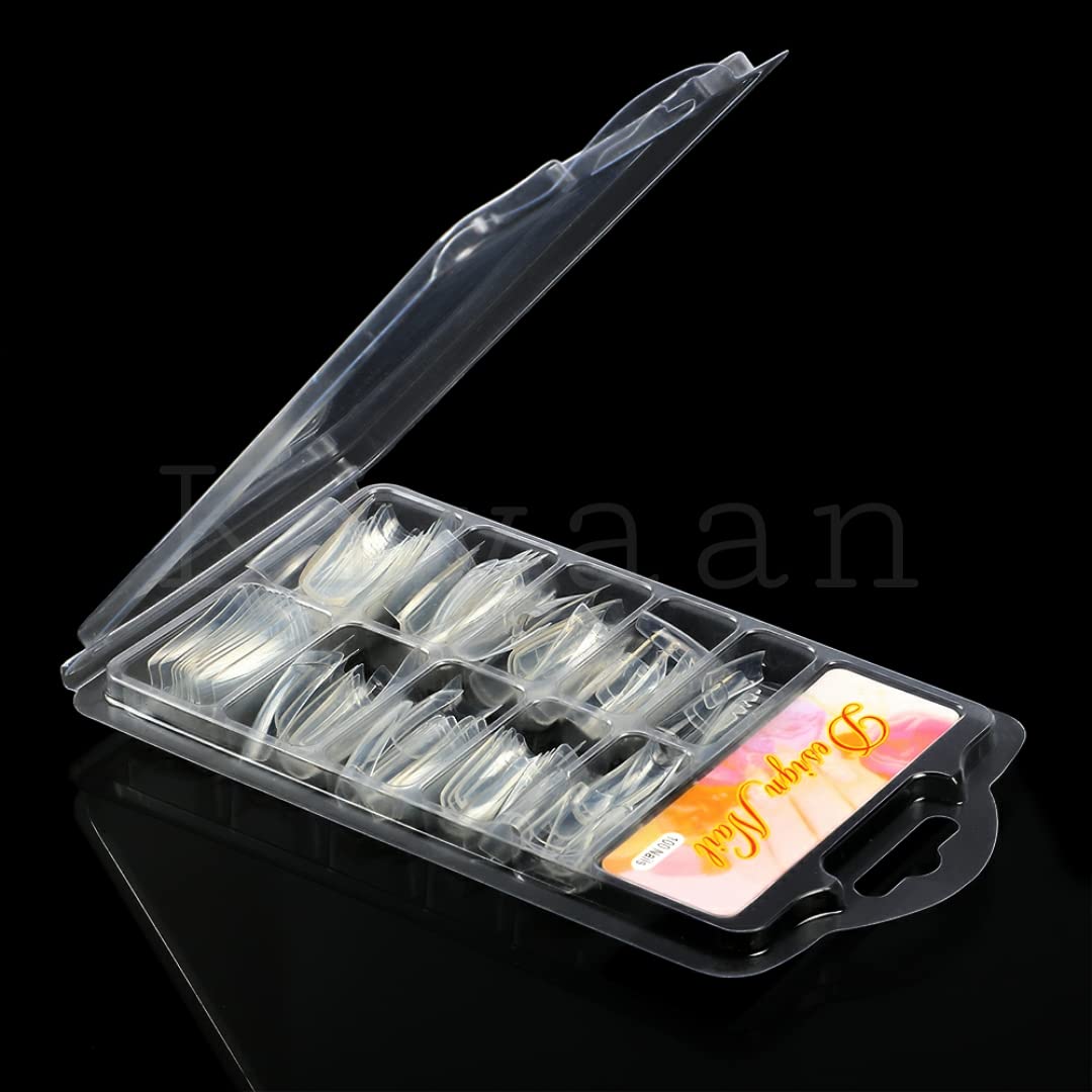 PRO ROOP Clear False Nails Tips - 10 Sizes 100pcs Poly Gel Acrylic Nail Extension Forms, UV DIY Manicure Kit with Dual Forms System - Perfect for French Tip, Full Cover Artificial Nails & Salon Quality At-Home Nail Art