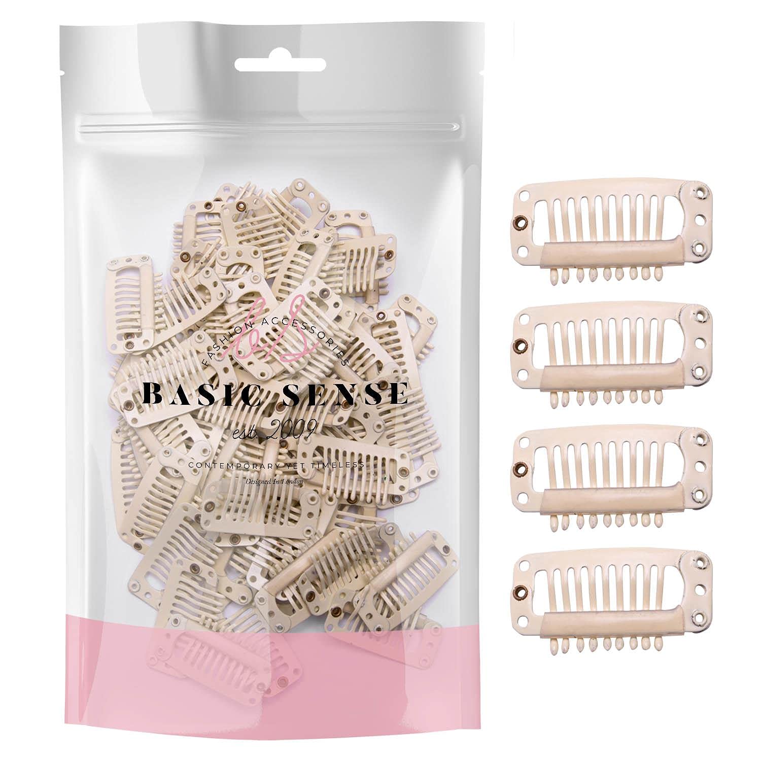 BasicSense 60pcs Hair Extensions Clip-in with Strong Metal Snap Teeth - Blonde Hairpiece for DIY Styling | Perfect for Parties, Weddings & Daily Volume Boost