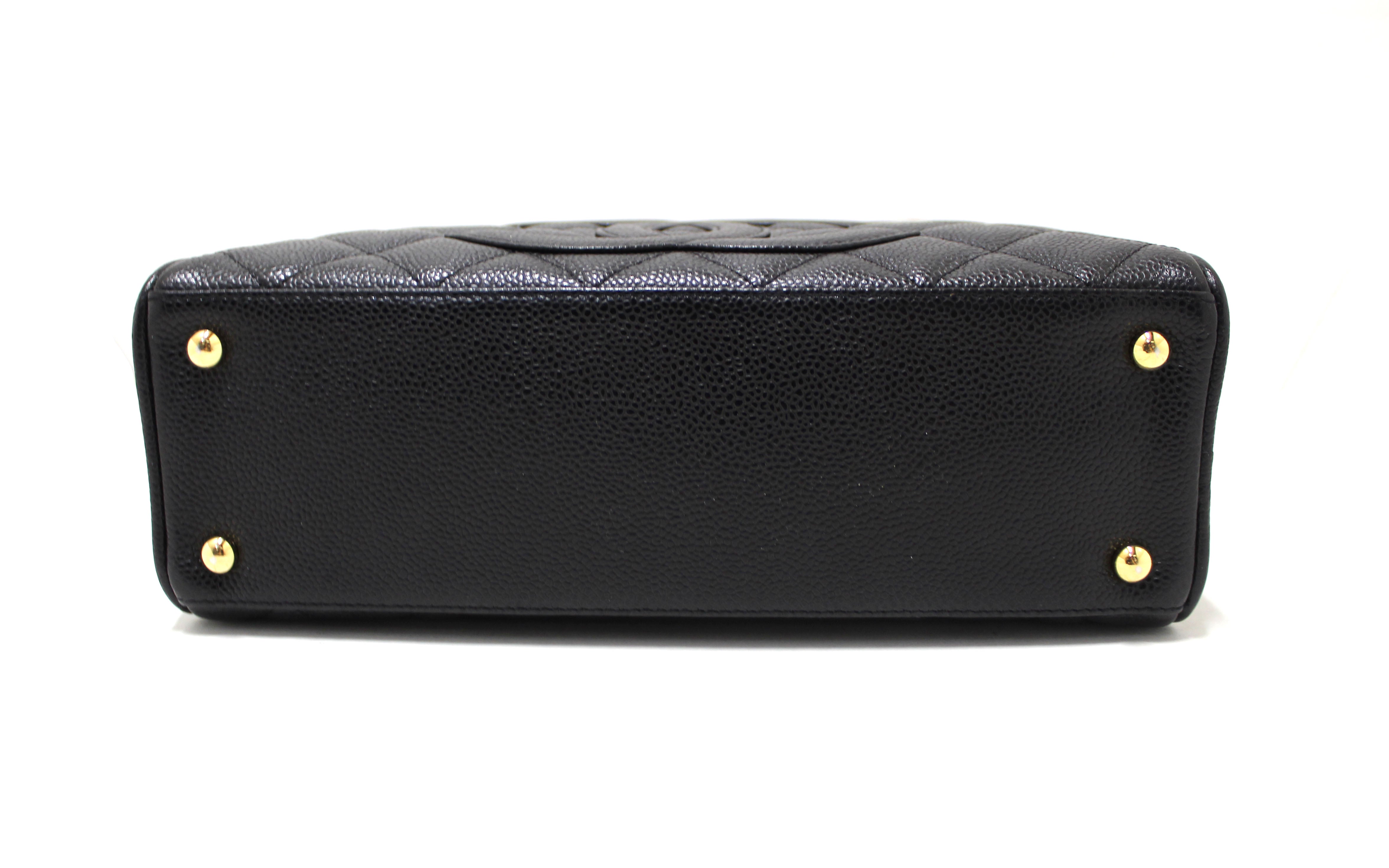 Authentic Chanel Black Caviar Quilted Leather Small Bowler Handbag for Women | Luxury Designer Crossbody Bag | Perfect for Date Night, Parties & Special Occasions