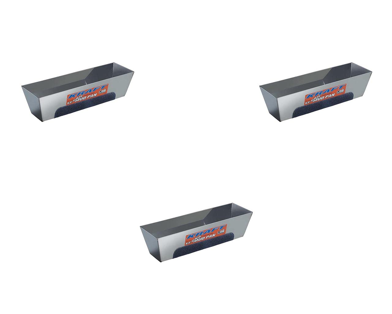 Kraft Tool DW724 EZ-Grip Mud Pan - 14 x 3 Inches (3-Pack) - Premium Drywall Joint Compound Tray for Professional Contractors & DIY Home Renovation Projects