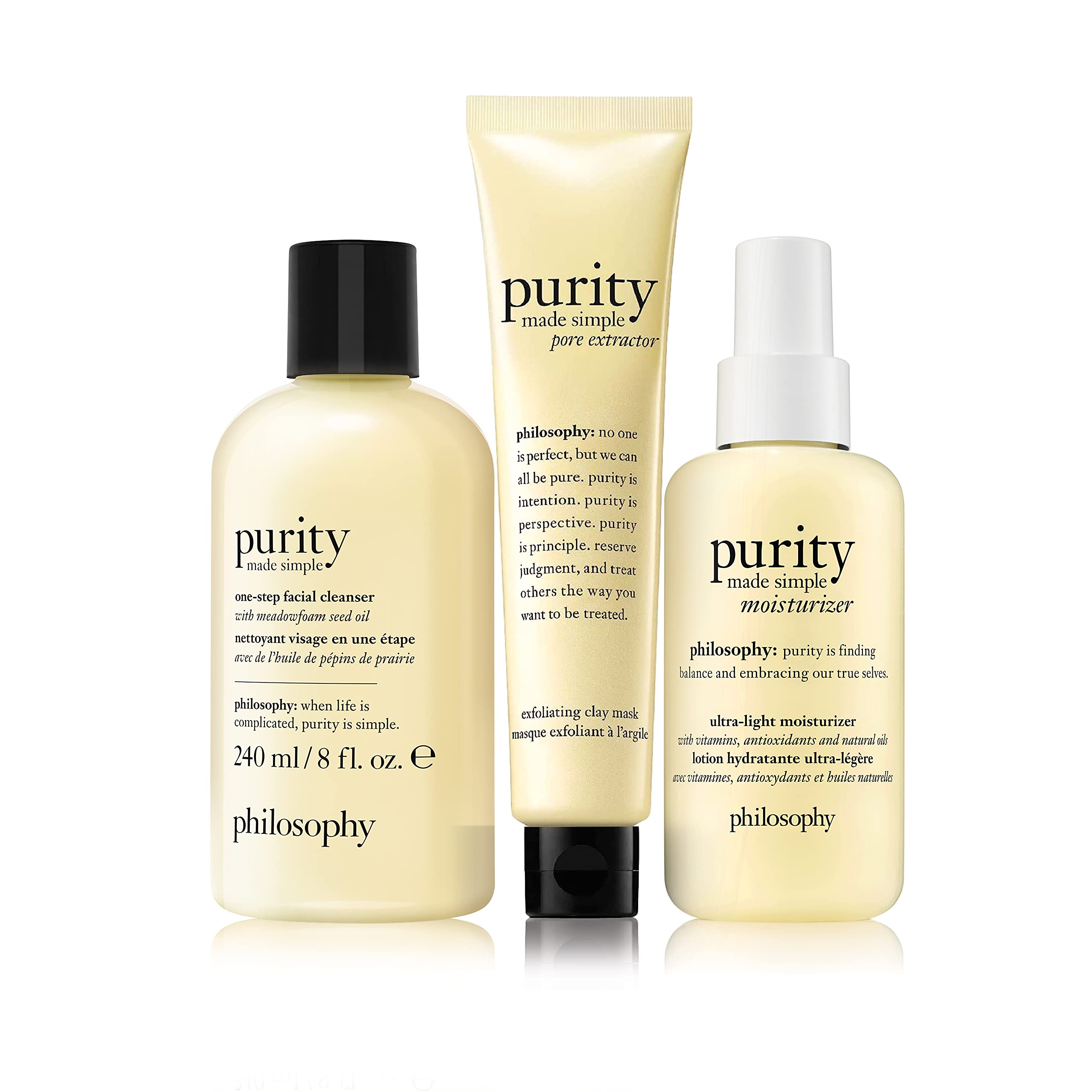 Philosophy Purity Cleanser, Moisturizer & Mask Bundle – 3-in-1 Skincare Set for Deep Cleansing, Hydration & Detox | Perfect for Daily Routine, Spa Night & Travel