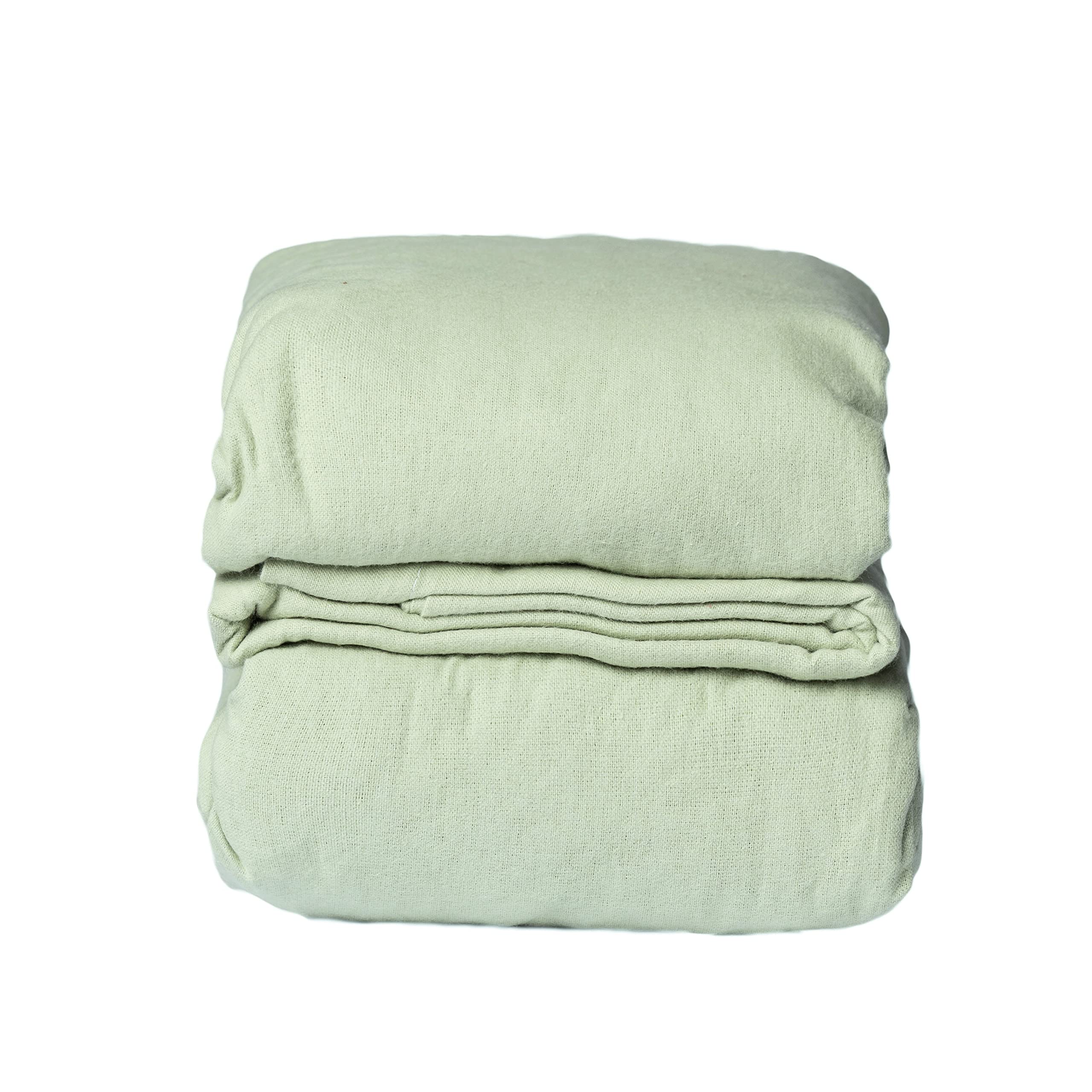 Mayfield 4-Piece 100% Cotton Flannel Sheet Set for 3/4 Full Size Beds (48x75x14) - Ultra Soft Sage Green Bedding - Made in USA - Perfect for Antique Beds & Hotel-Style Comfort