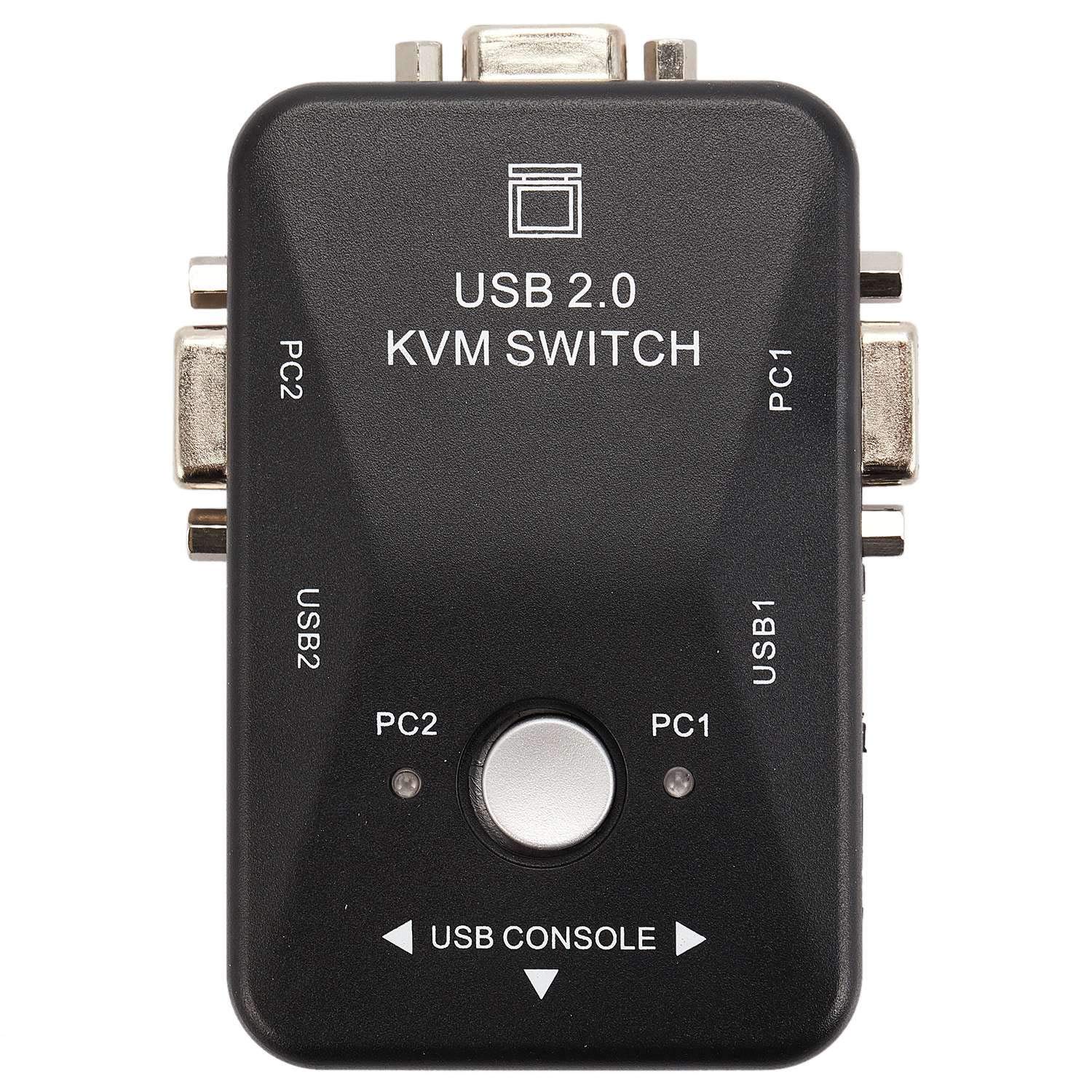 2 Port USB KVM Switch Box with VGA/SVGA Support - USB 2.0 Mouse & Keyboard Sharing - 1920x1440 Resolution - Ideal for Home Office & Multi-Computer Workstations