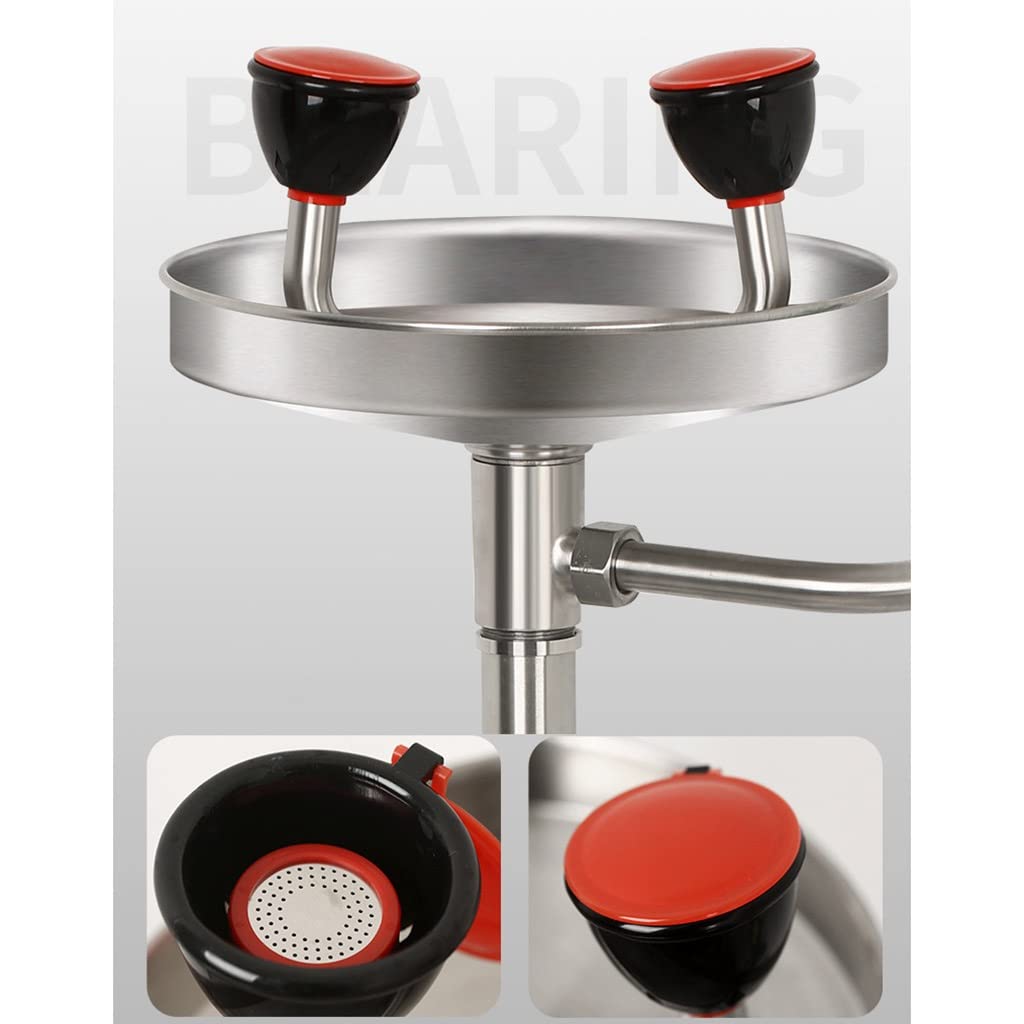 BBGS Stainless Steel Eye Wash Station - Pedestal Mounted Emergency Eye Wash Kit for Indoor & Outdoor Safety Use | Perfect for Laboratories, Factories, and Industrial Workplaces